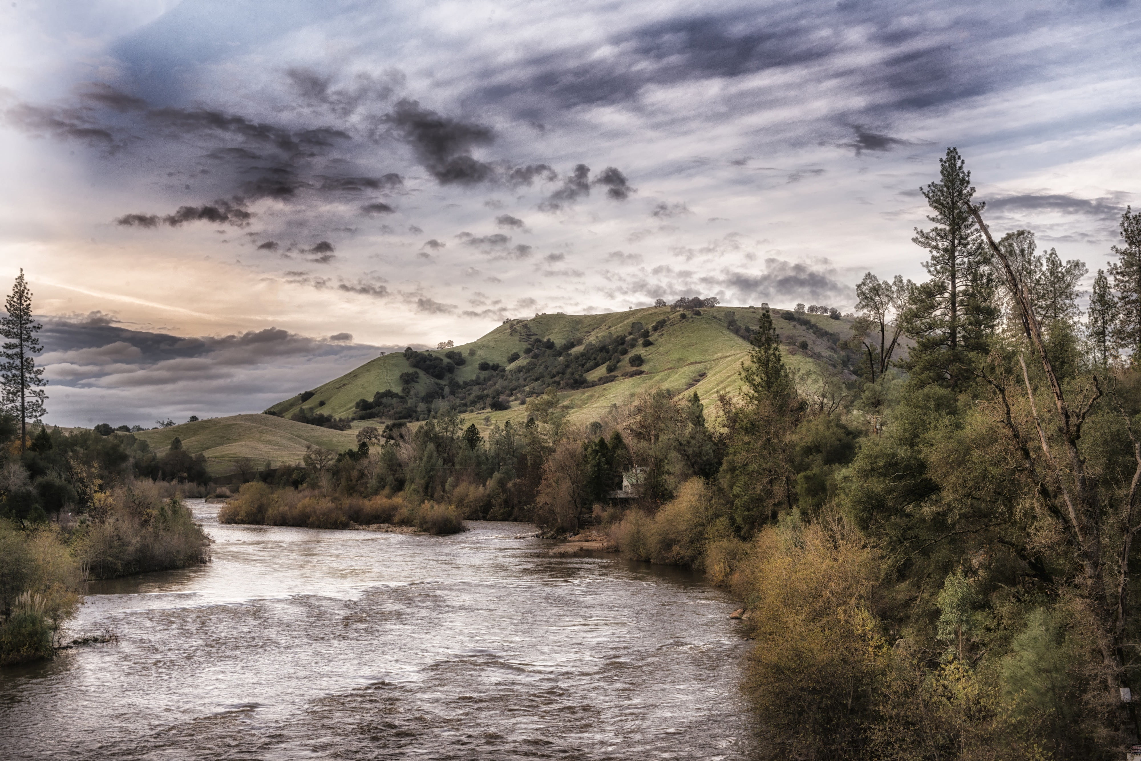 tranquility, hdr, scenic, american river, countryside, california, scenics - nature, american, day, rural, scenics, nature, river, outdoors, water, land, HD Wallpaper