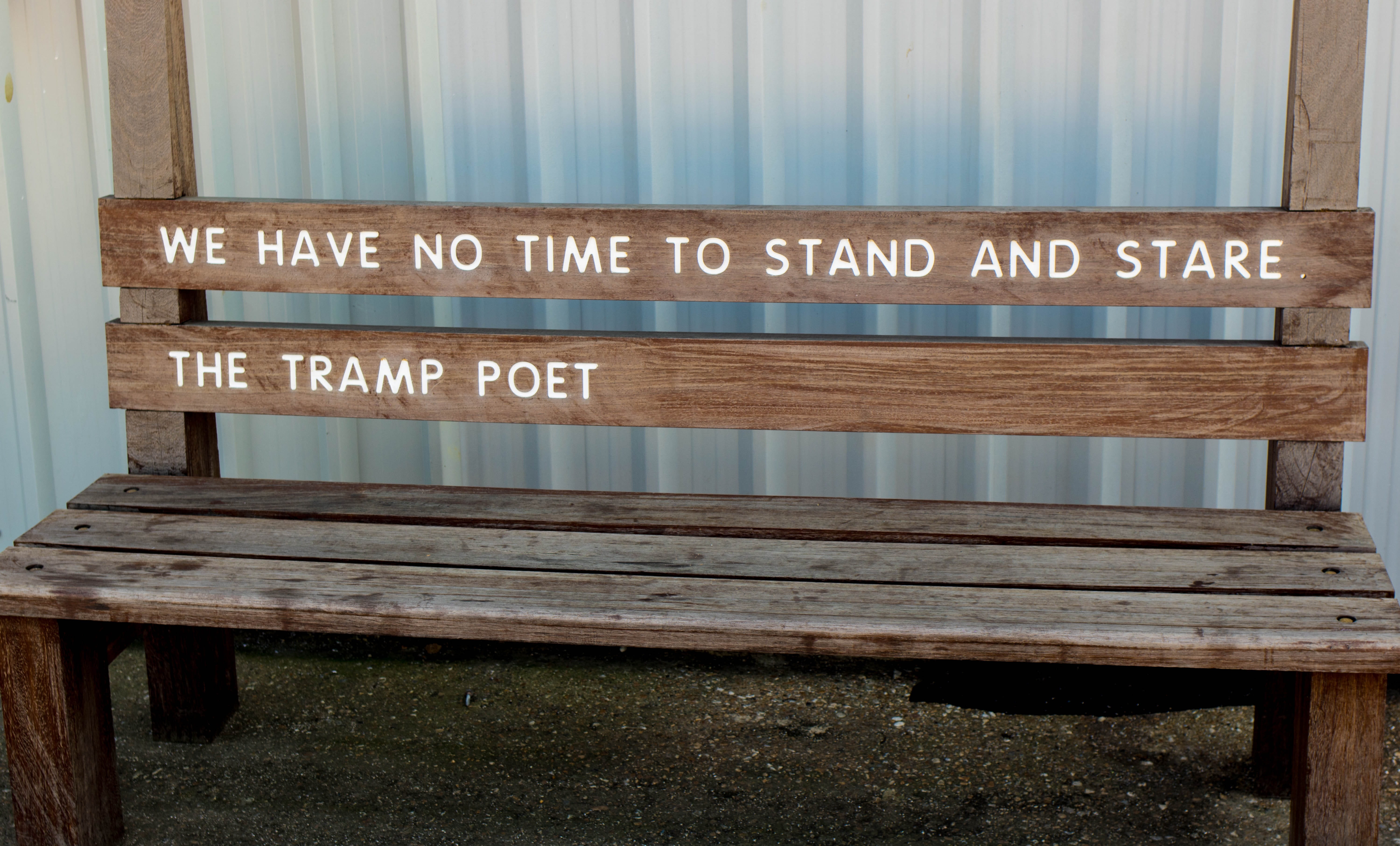 seat, poetry, text, welcome sign, information sign, communication, scenery, information, bench, romantic, day, outdoors, built structure, no people, script, HD Wallpaper