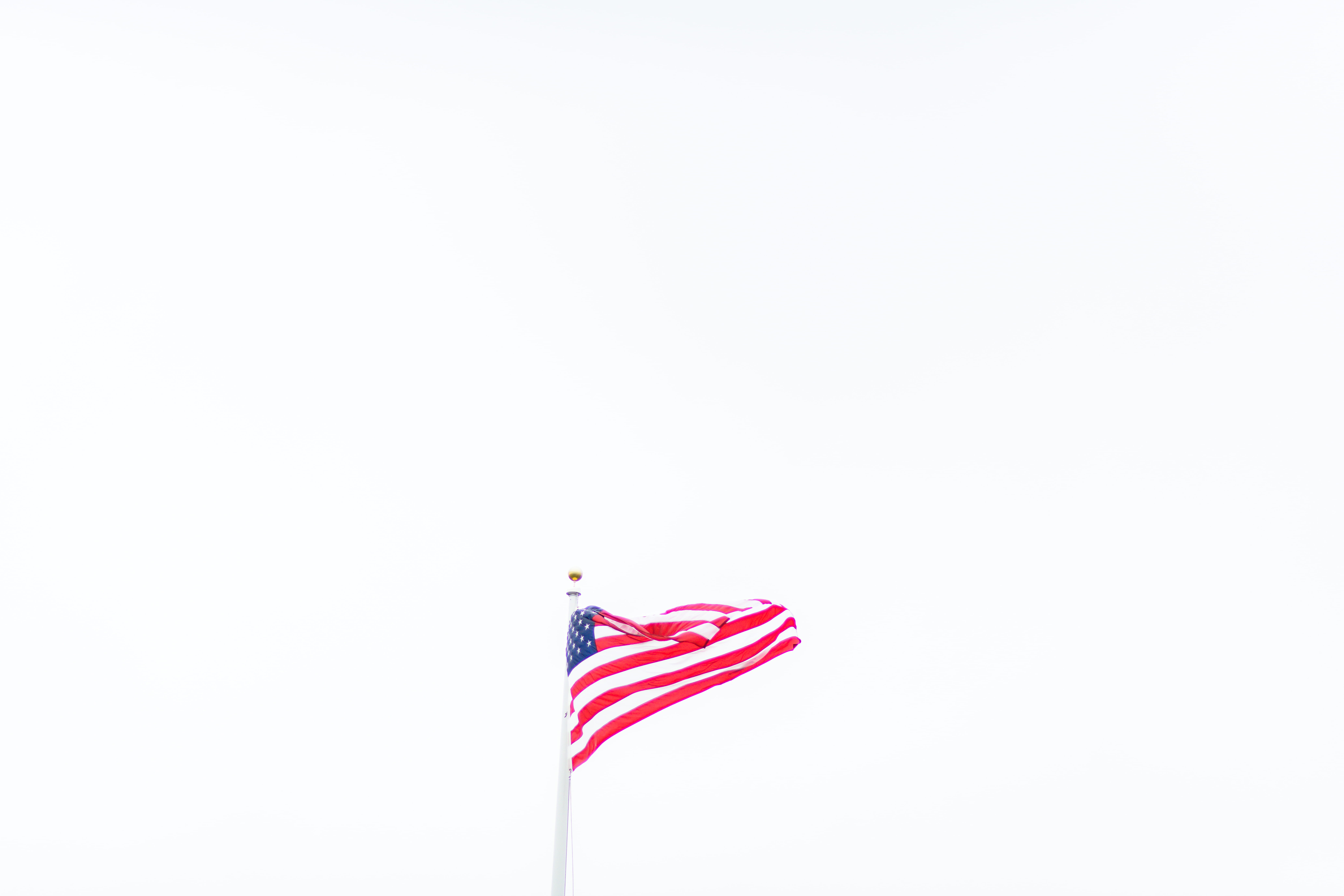8K, nature, no people, pole, united, freedom, waving, white background, copy space, emotion, american flag, patriotism, pride, day, low angle view, independence, HD Wallpaper