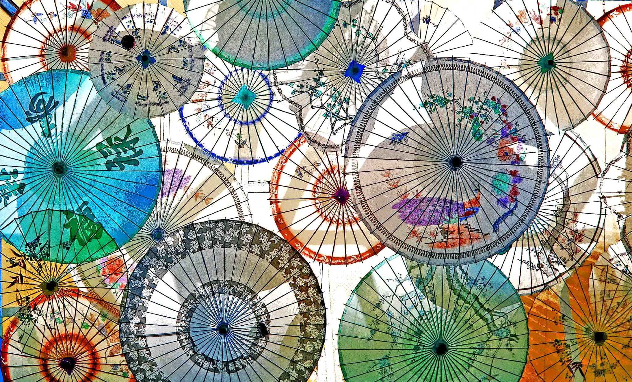 United States of America, colored, California, abstract painting, painting, pattern, multi Colored, Umbrellas, f25, Back for More, brightly, parasols, backgrounds, HD Wallpaper