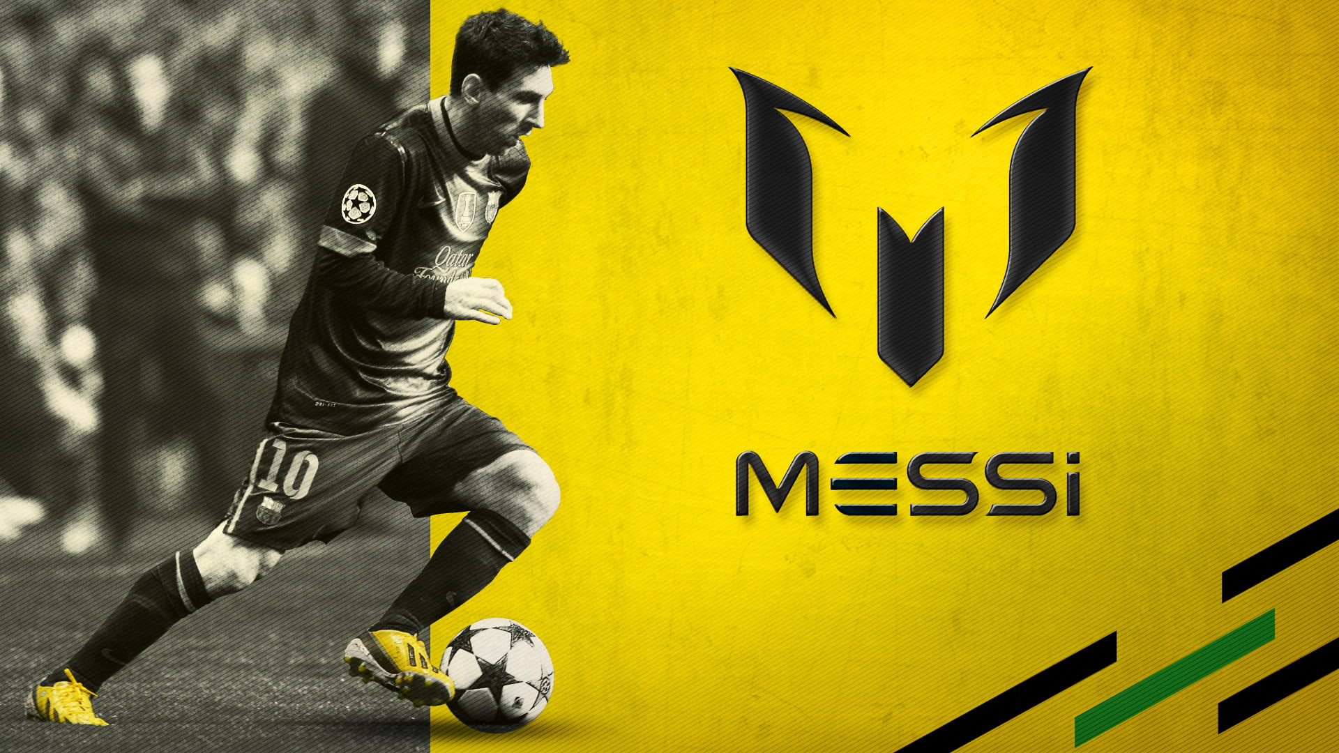 soccer ball, art and craft, western script, F50, soccer, real people, leisure activity, one person, yellow, playing, men, messi, Argentina, football, HD Wallpaper
