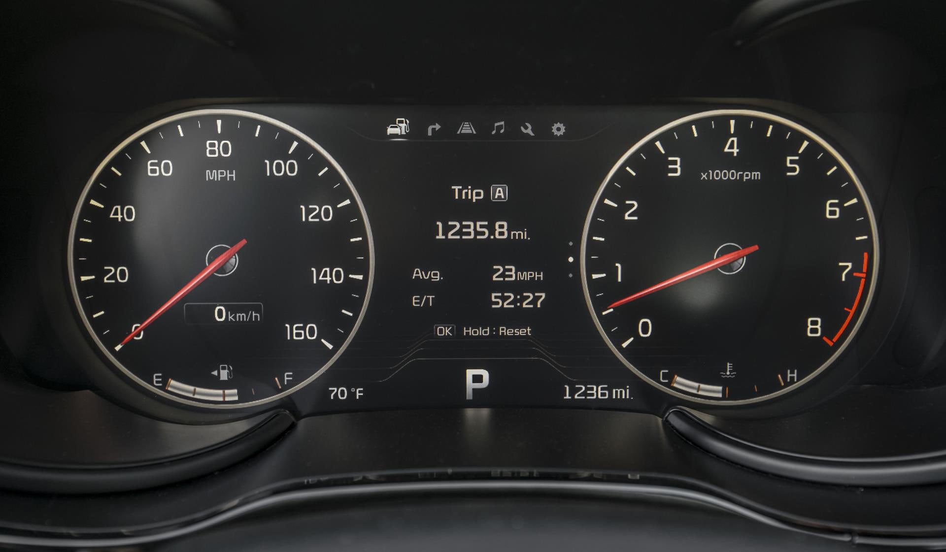 number, speedometer, speed, 1080P, transportation, gauge, luxury, motor vehicle, dashboard, no people, kia, control panel, technology, close-up, k, control, HD Wallpaper