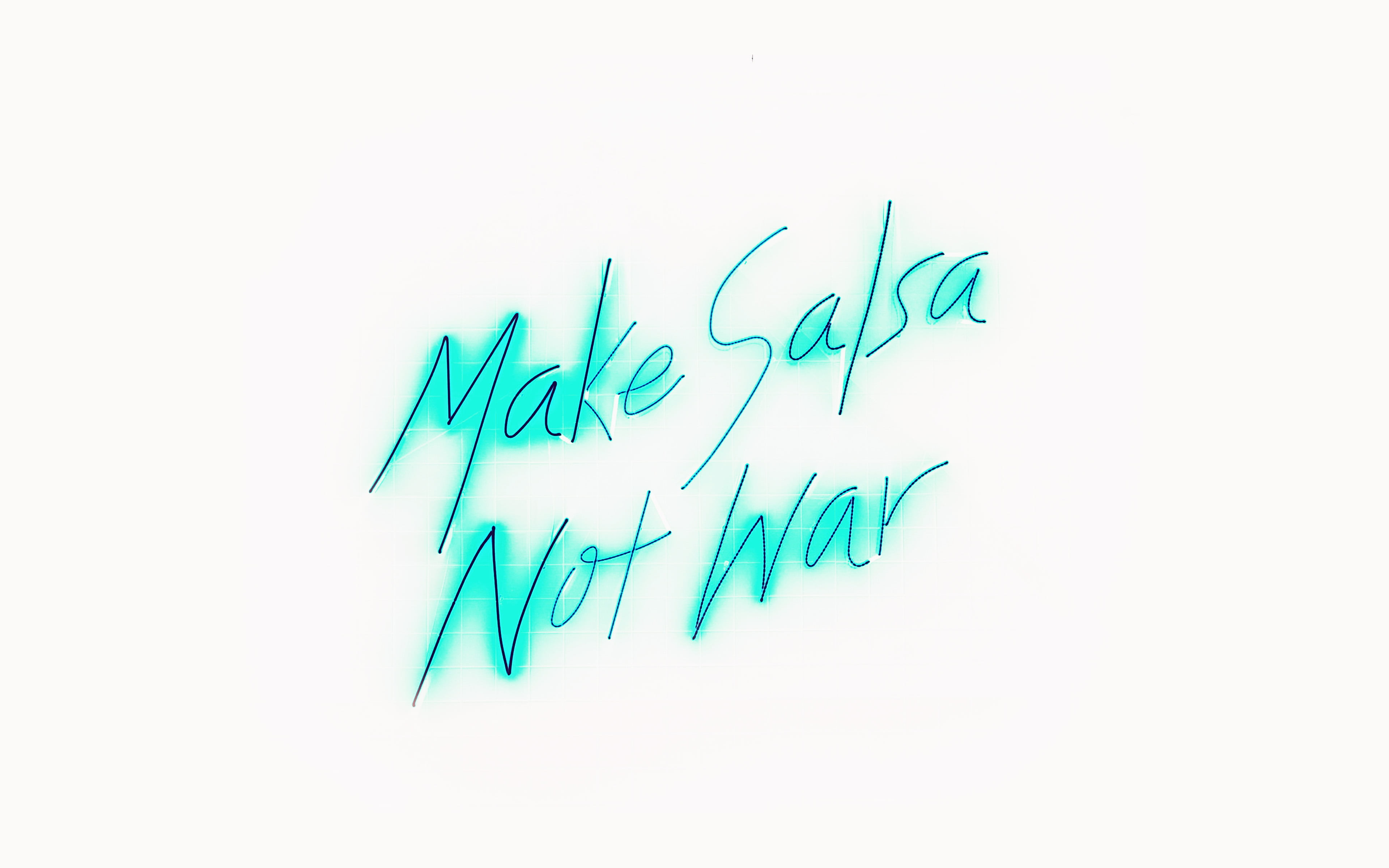 make, western script, war, communication, 4K, creativity, copy space, single word, green color, white background, white color, text, neon, handwriting, HD Wallpaper