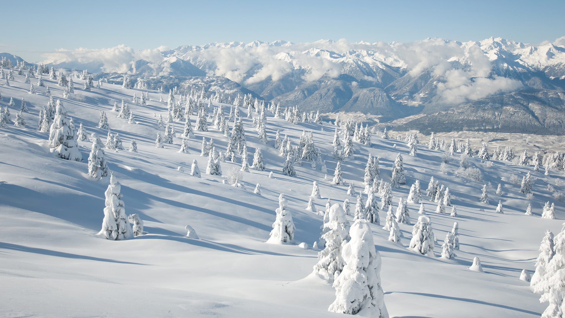 ski track, beauty in nature, cool, snow, tranquil scene, frozen, holiday, tranquility, sky, sunny, season, snowcapped mountain, crystal, frost, scandinavia, HD Wallpaper