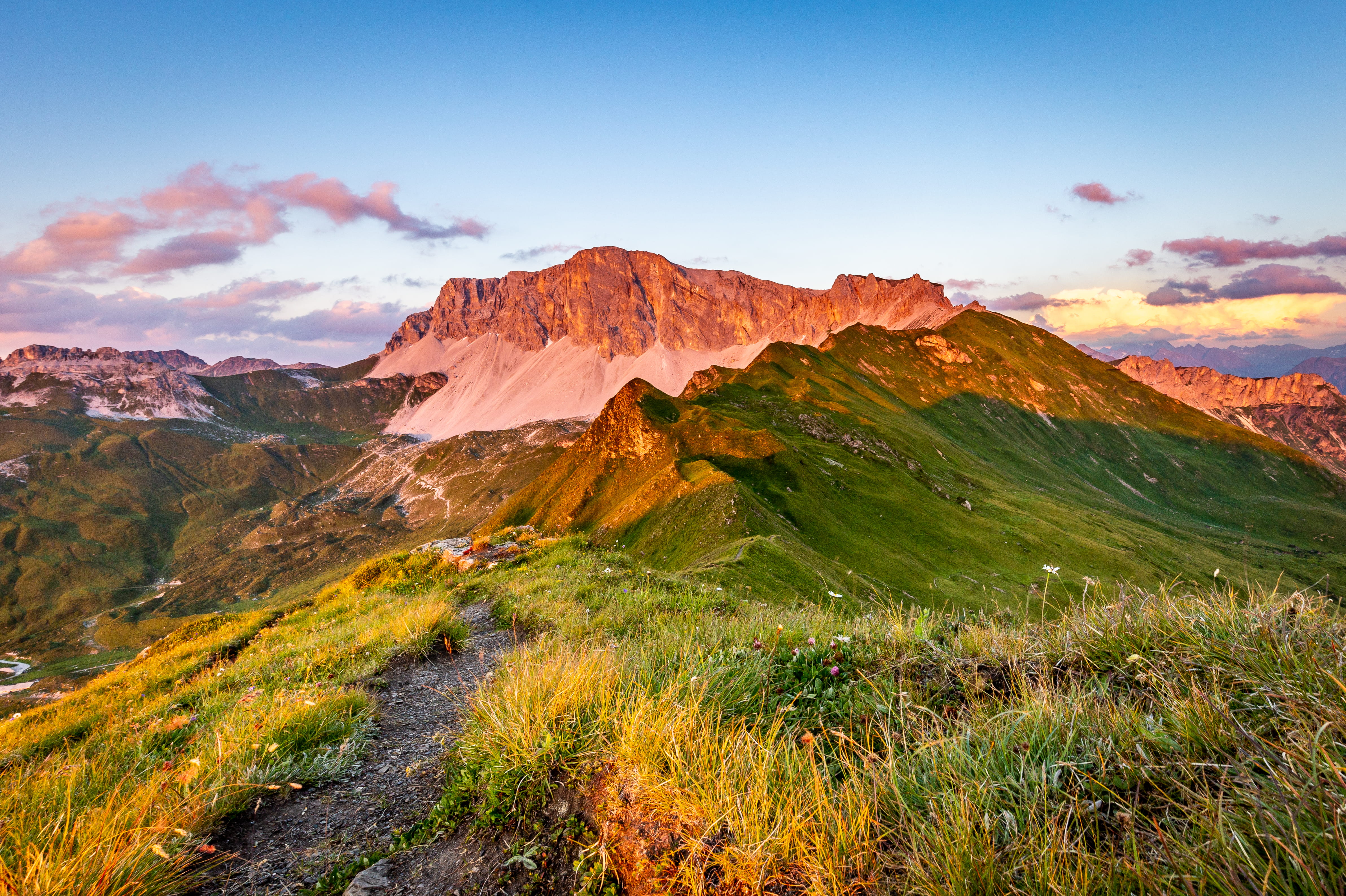 scenery, cool backgrounds, non-urban scene, outdoors, peak, green, scenics - nature, jägglisch horn, nature, wilderness, land, path, computer backgrounds, HD Wallpaper