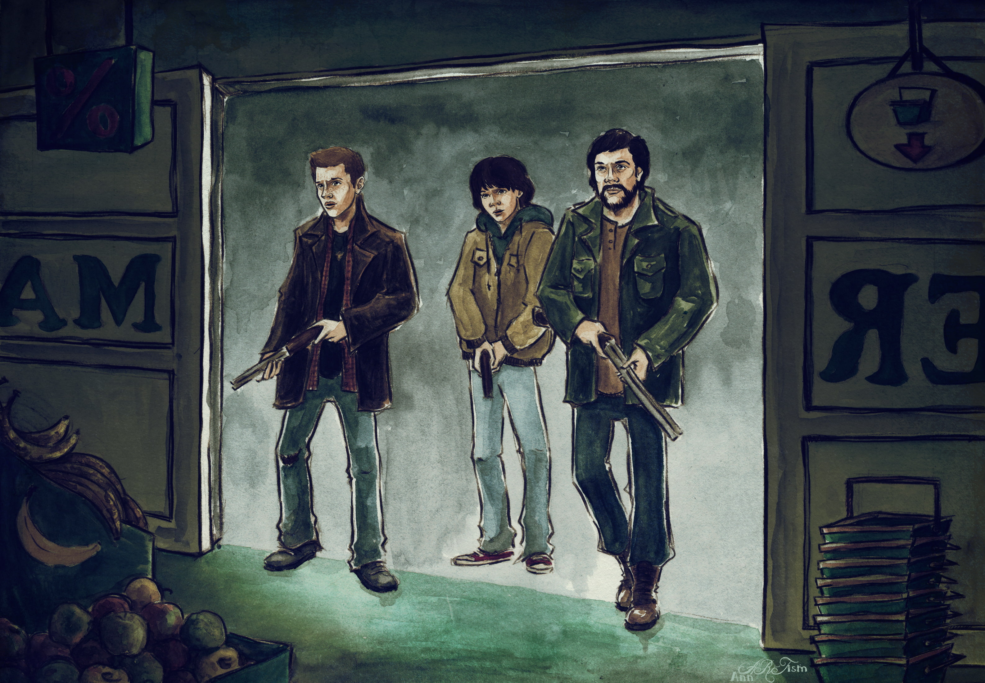 Dean, Supernatural, 2K, men, Sam, John, venchestera, art, three, guns, hunters, illustration, HD Wallpaper
