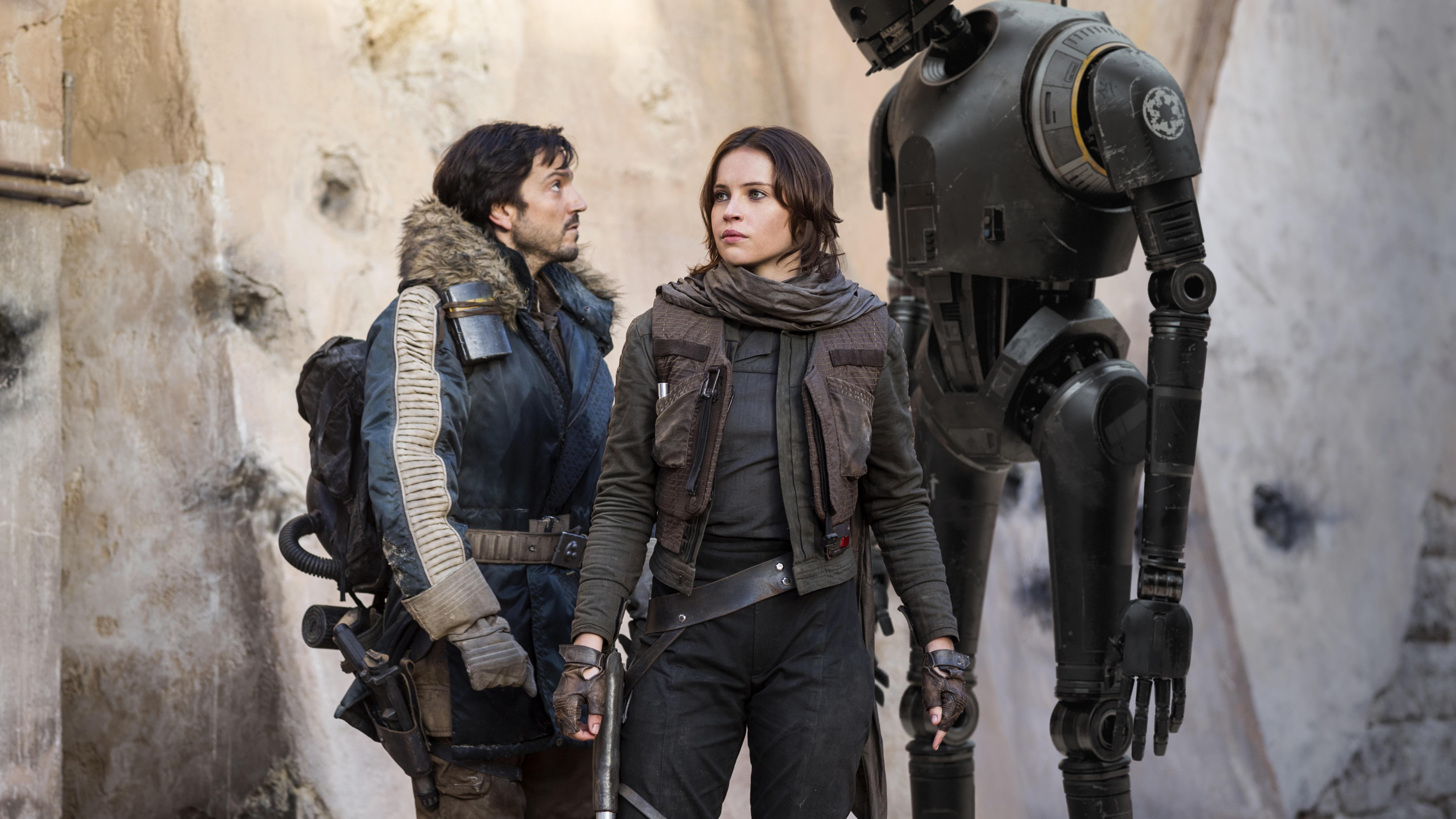 Rogue One: A Star Wars Story, Felicity Jones, zip, 5K, black, wearing, woman, Best Movies of 2016, pants, brown, HD Wallpaper