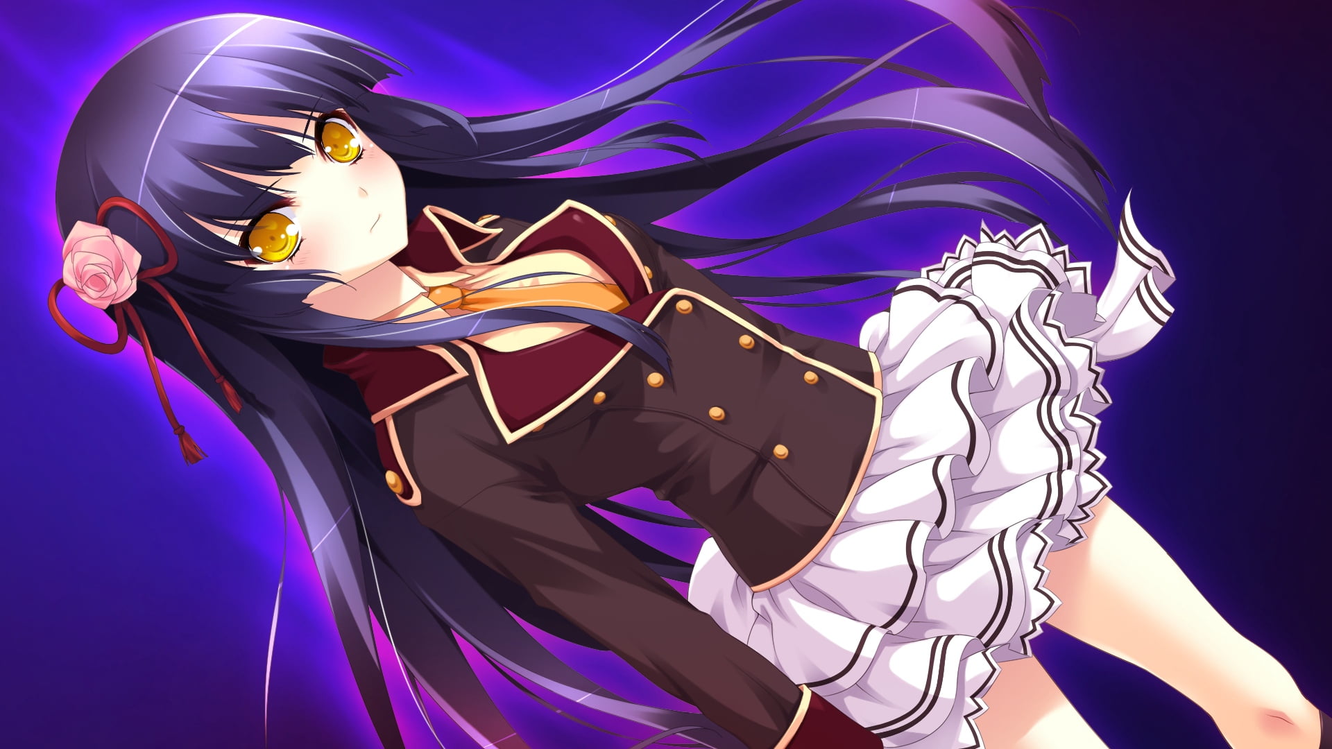 pattern, female, 1080P, outdoors, women, girl, purple, studio shot, look, night, character, nature, people, blue, music, haired, illuminated, skirt, low angle view, HD Wallpaper