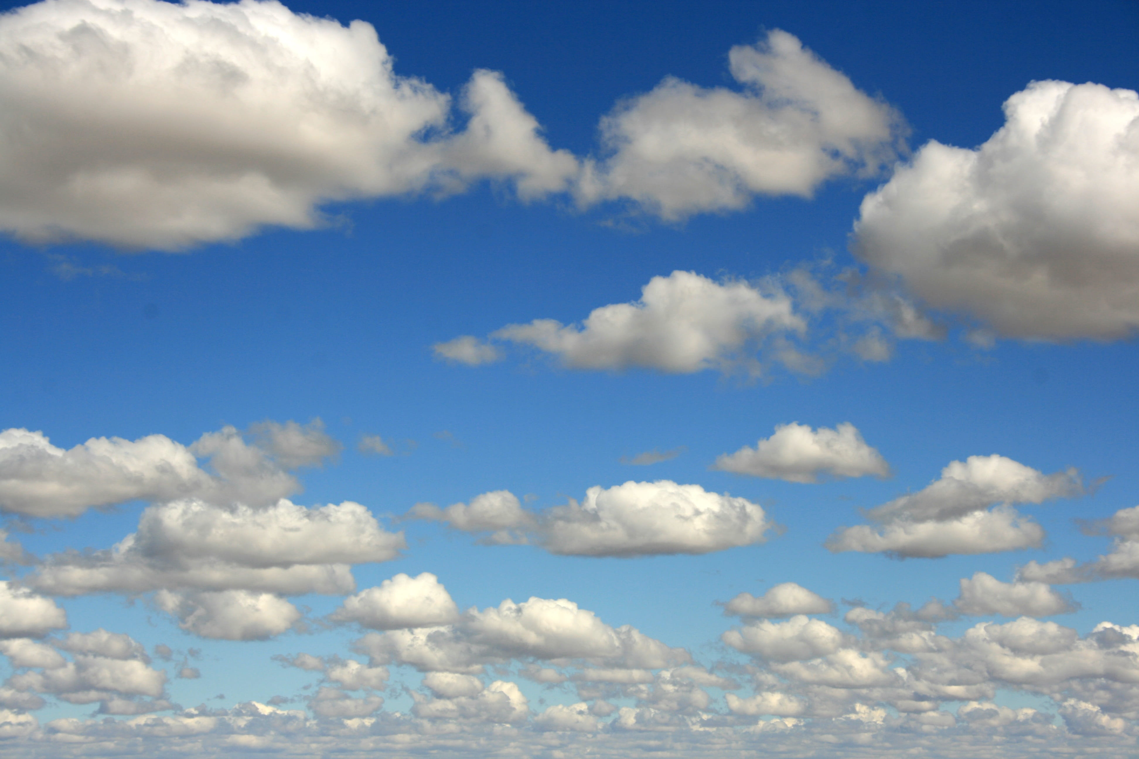 fluffy, scenic, 4K, wind, above, blue, sky, landscape, downy, outdoors, atmosphere, cloud - sky, scenics - nature, tranquil scene, weather, tranquility, HD Wallpaper