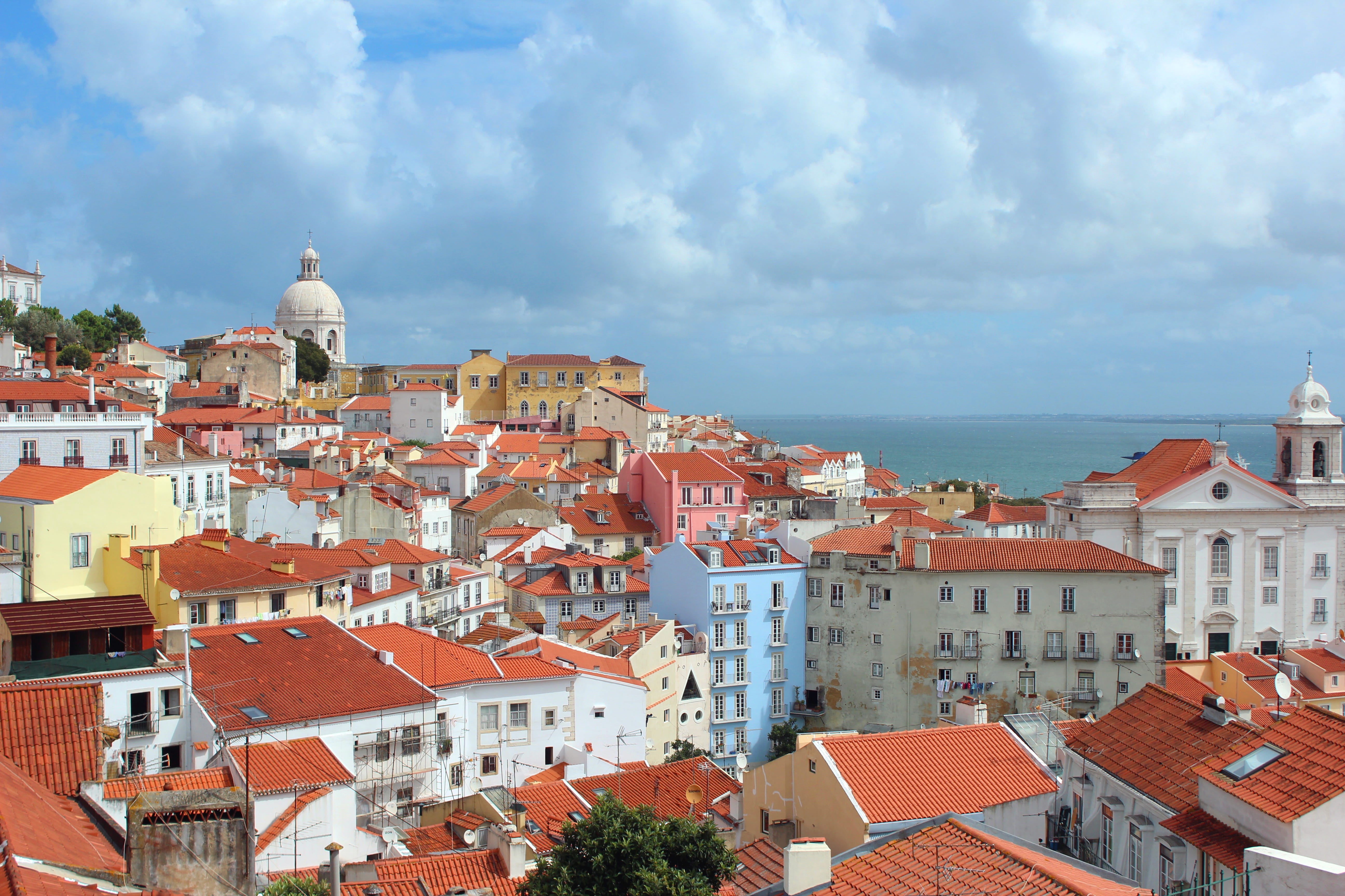 house, community, city, town, building exterior, roof, lisbonne, portugal, dome, high angle view, townscape, travel, colorful, residential district, skyline, HD Wallpaper
