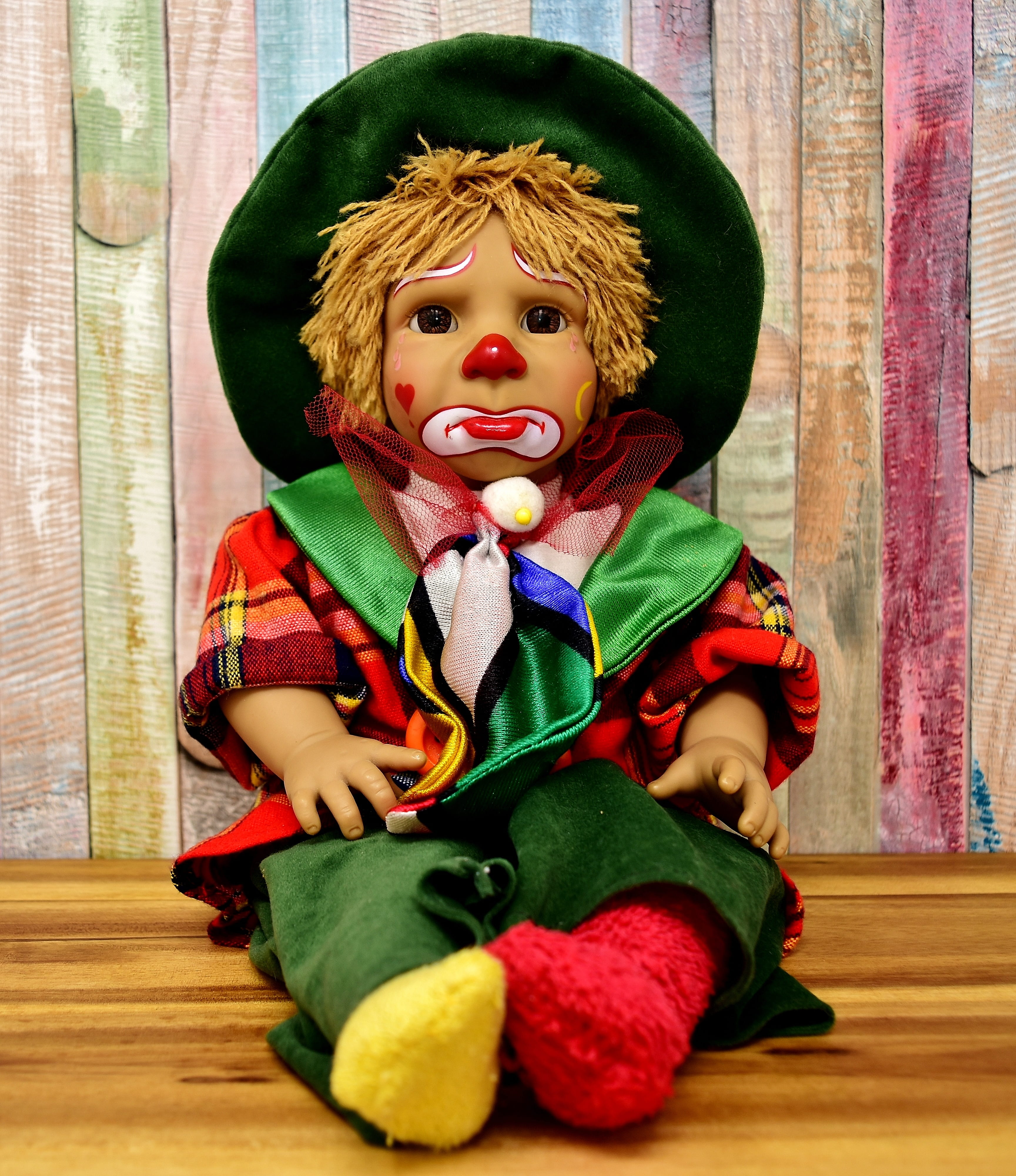 colorful, tear, jester, childhood, clothing, boy, clown, children toys, innocence, doll, front view, funny, lifestyles, creativity, one person, representation, Phone HD Wallpaper