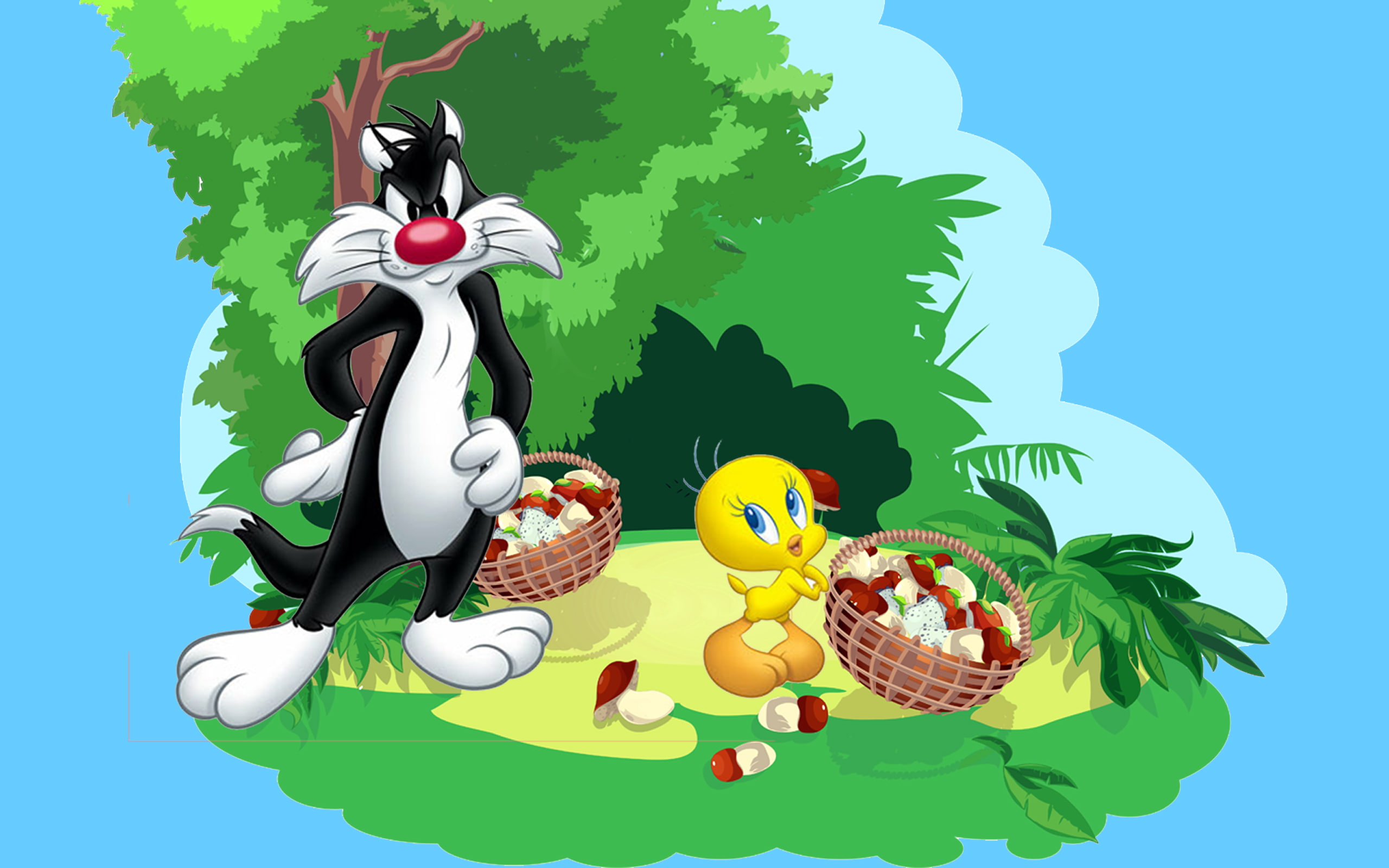 2K, cartoon, coloring, tweety, mobile, hd, sylvester, pictures, tablet, HD Wallpaper