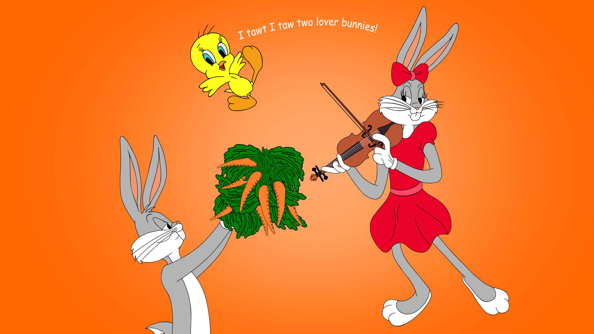 bunny, tunes, bugs, tweety, 1080P, looney, HD Wallpaper