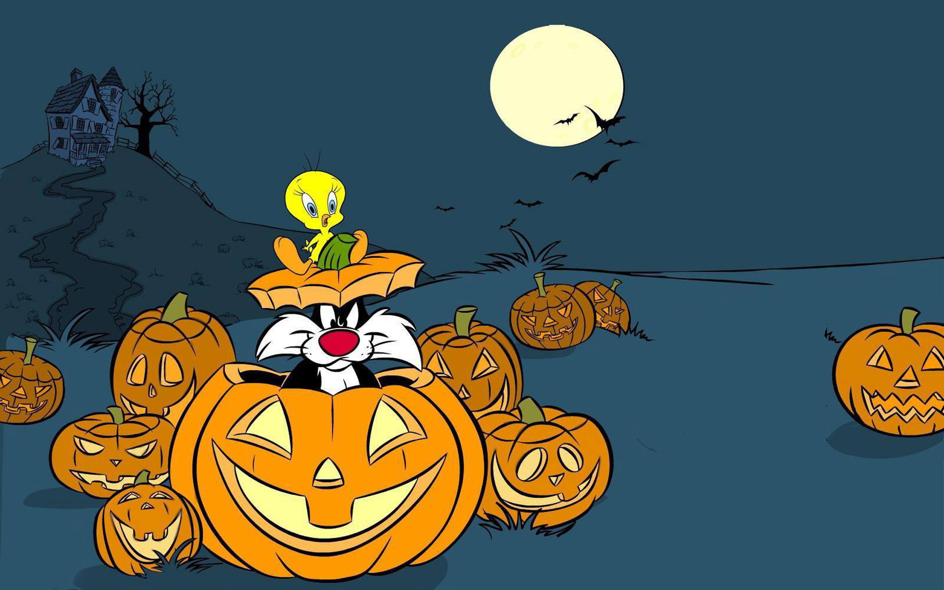 hd, sylvester, 1080P, halloween, days, tweety, HD Wallpaper