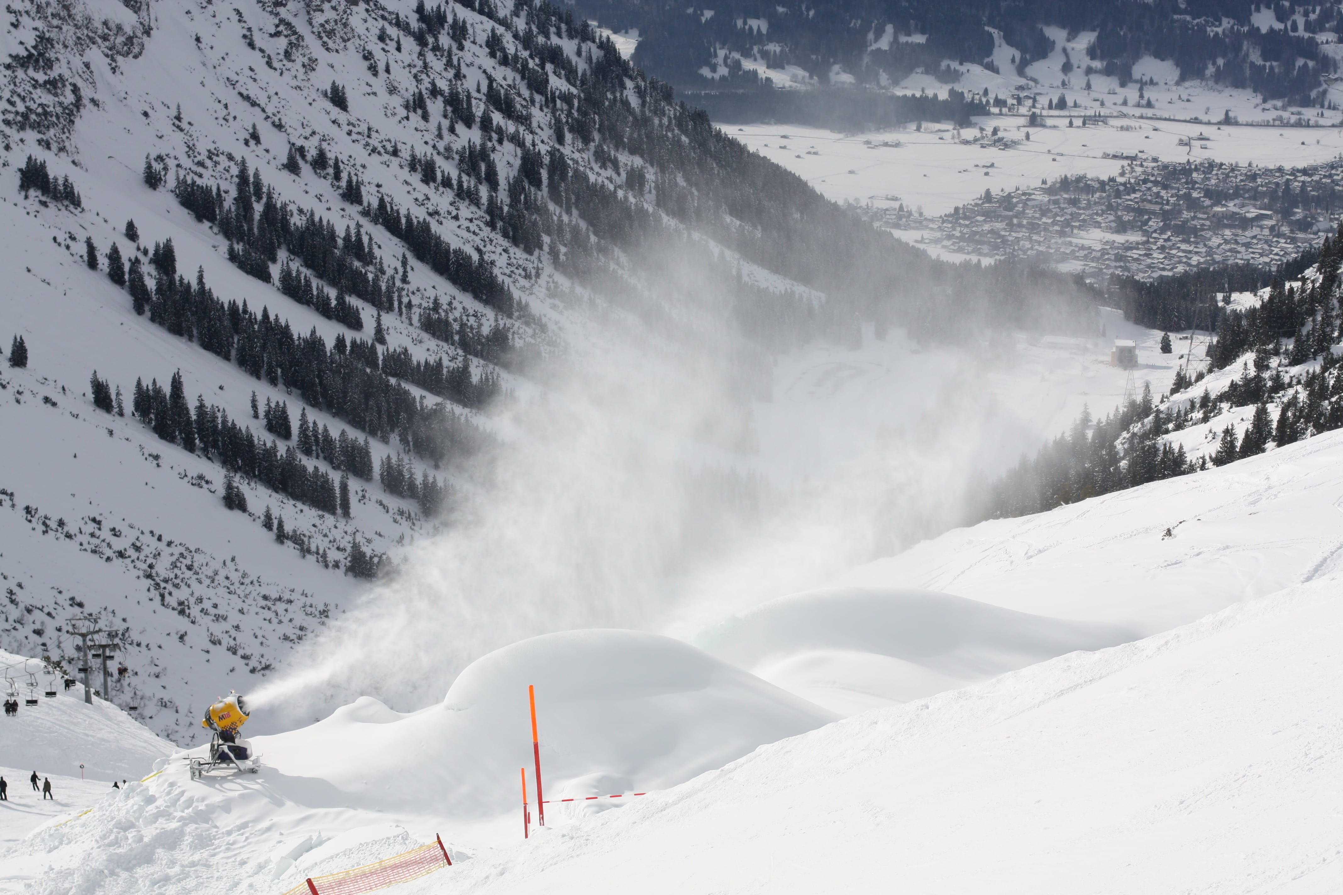 System, cold temperature, environment, day, outdoors, sport, scenics - nature, mountain range, vacations, snow making system, ski resort, holiday, white color, HD Wallpaper