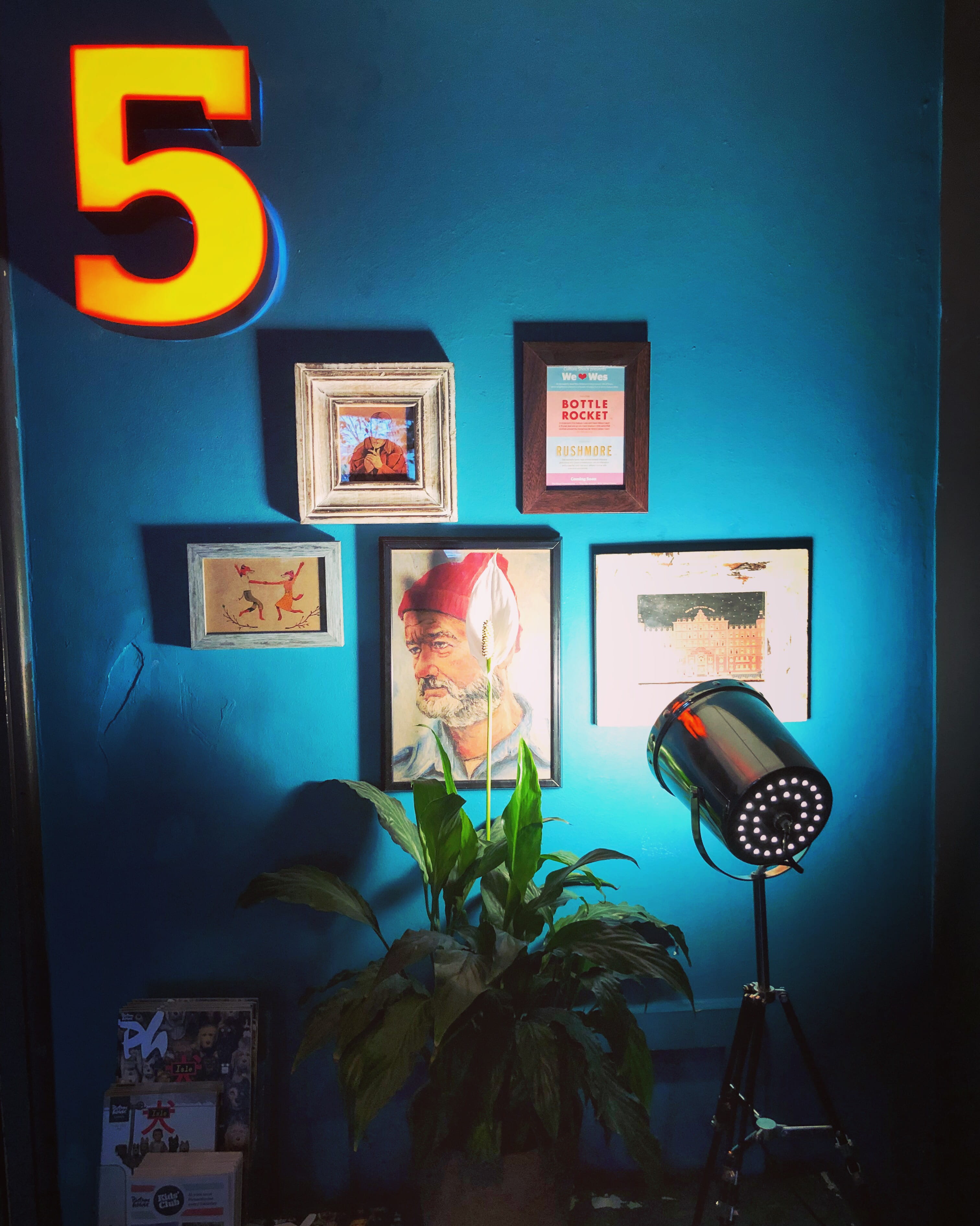 design, bill murray, funky, illuminated, electric lamp, vase, hang, five, picture frame, blue, light, communication, brixton, art and craft, no people, Phone HD Wallpaper