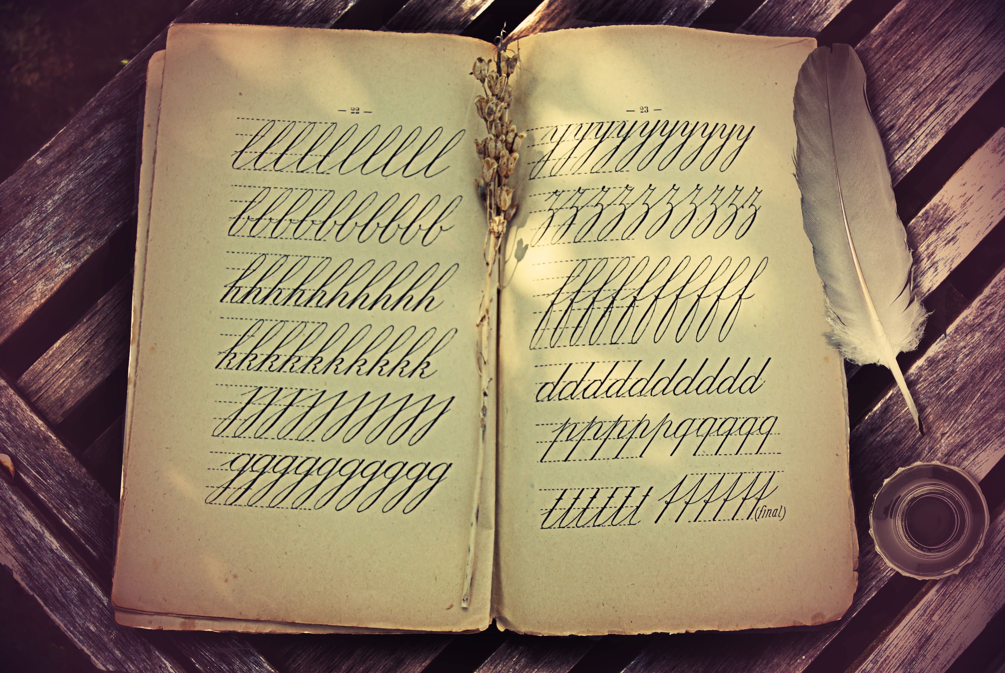 vintage, indoors, still life, communication, book, publication, writing, black and white, page, close-up, architecture, cursive, western script, quill, HD Wallpaper