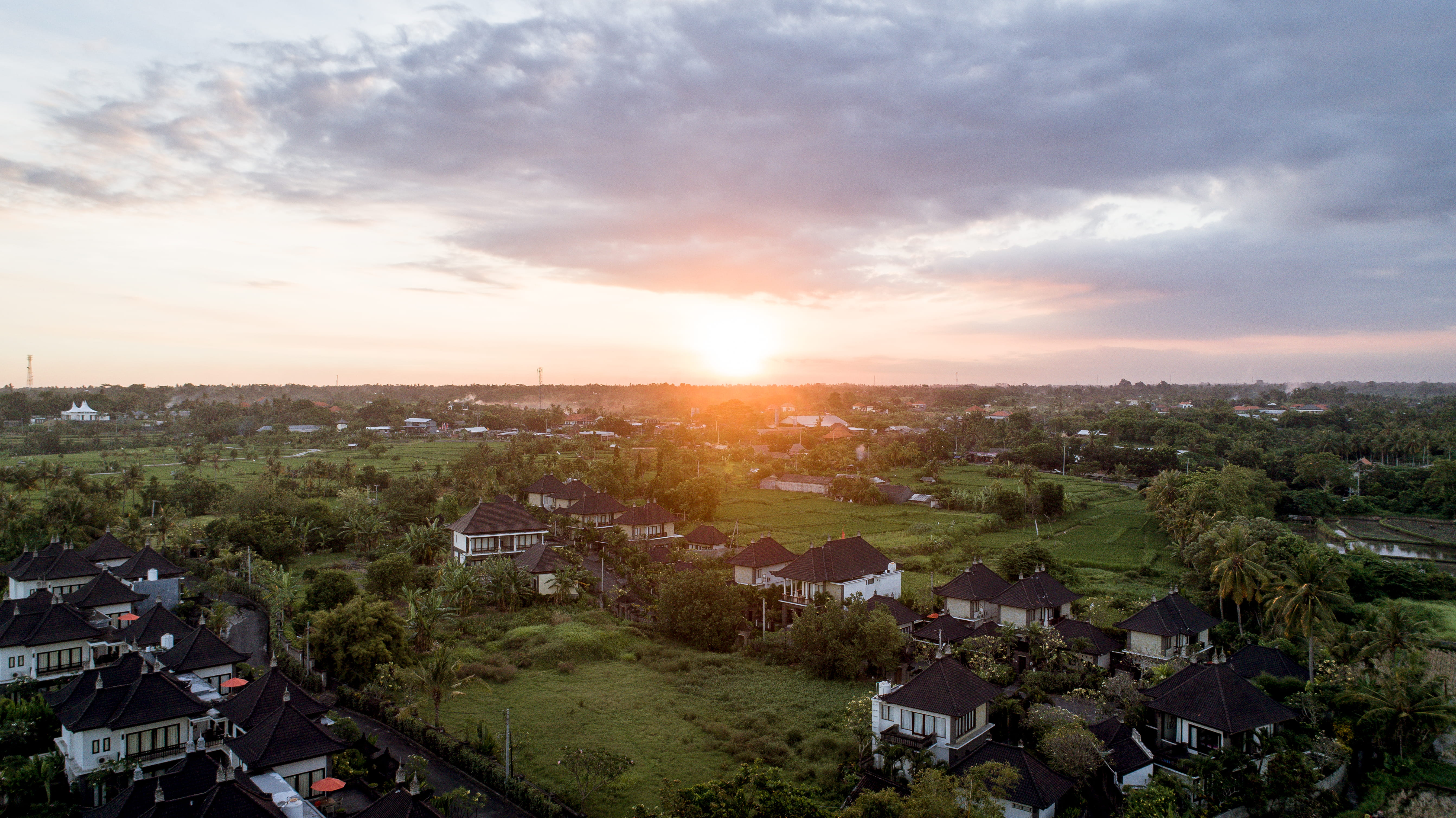 lens flare, denpasar, building exterior, bali, cloud - sky, outdoors, nature, residential district, environment, sky, architecture, tree, building, no people, HD Wallpaper