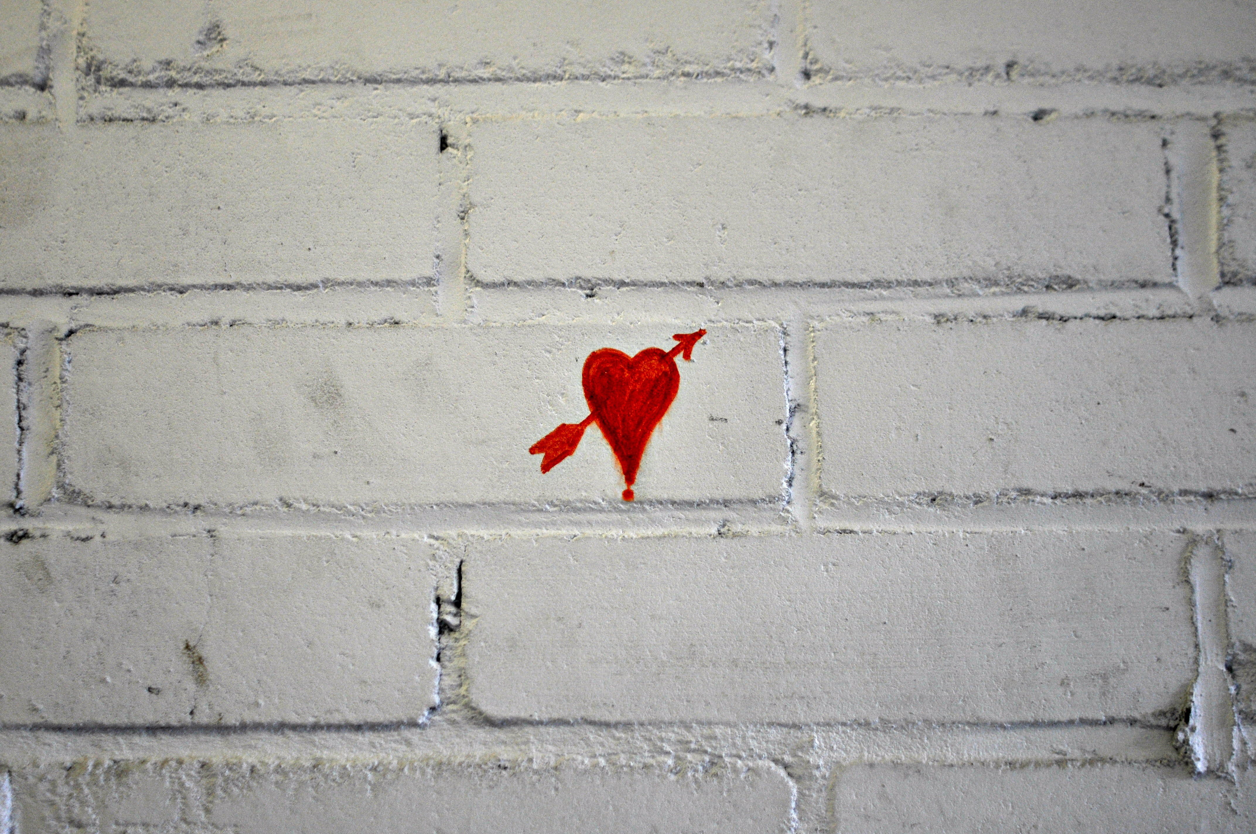 heart Shape, love, 4K, plant, building exterior, outdoors, brick, close-up, street art, heart, symbol, architecture, white color, culture, picture, stone, HD Wallpaper