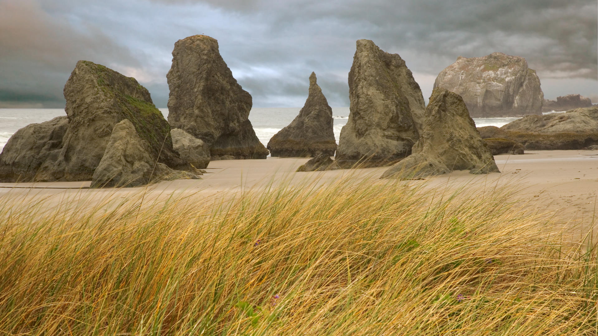 rock, grass, hd, beach, rocks, 1080P, formations, stones, nature, HD Wallpaper