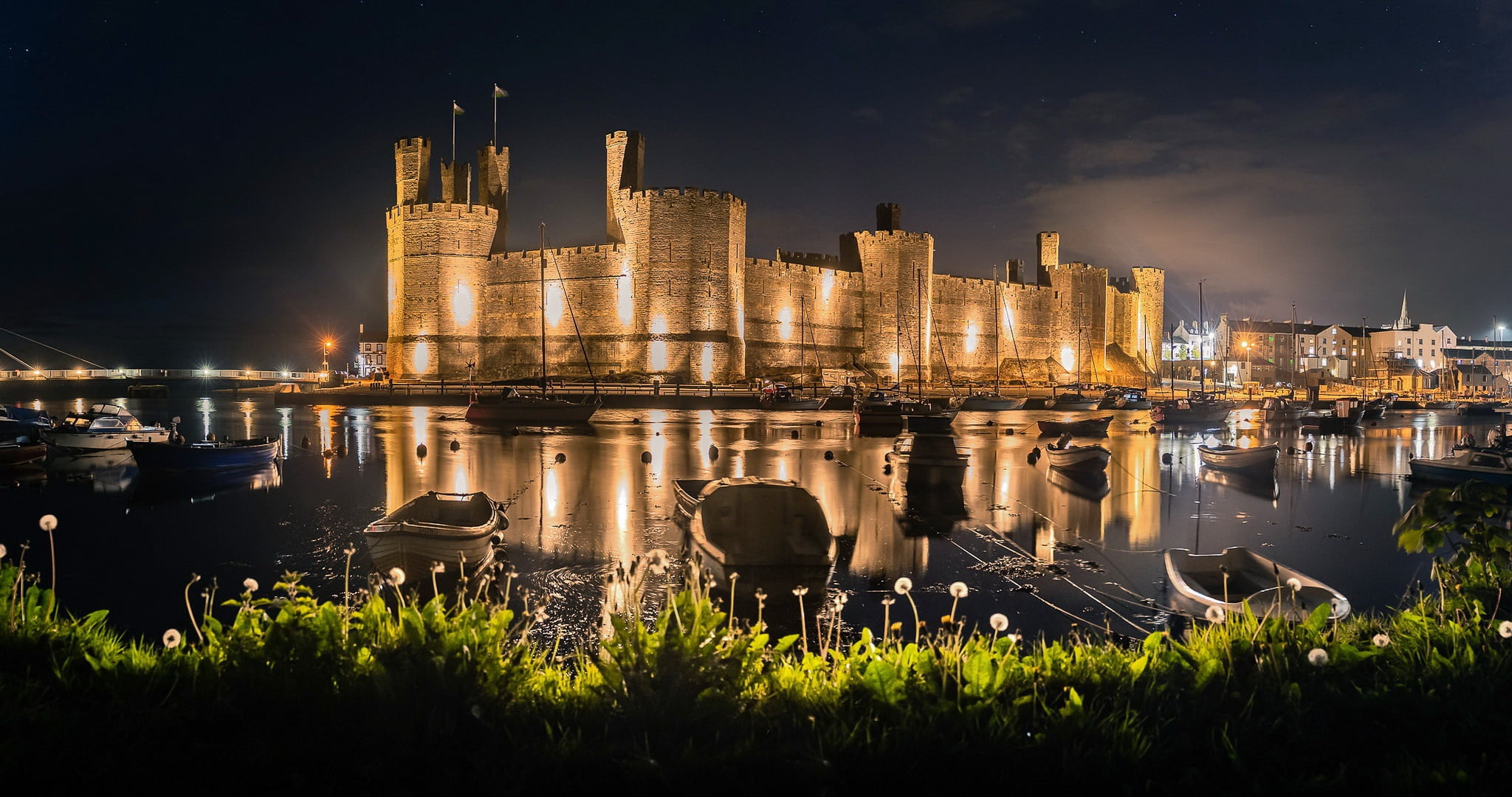 Wales, Caernarfon, United Kingdom, 1080P, Dandelion Castle, HD Wallpaper