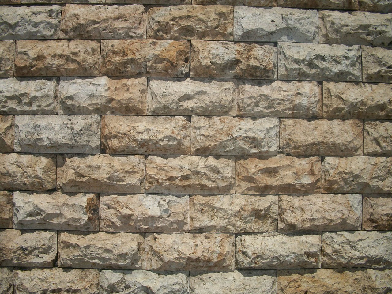 close-up, repetition, background, brick wall, rough, textured, 720P, neutral, built structure, backgrounds, tan, beige, concrete, texture, outdoors, pattern, HD Wallpaper