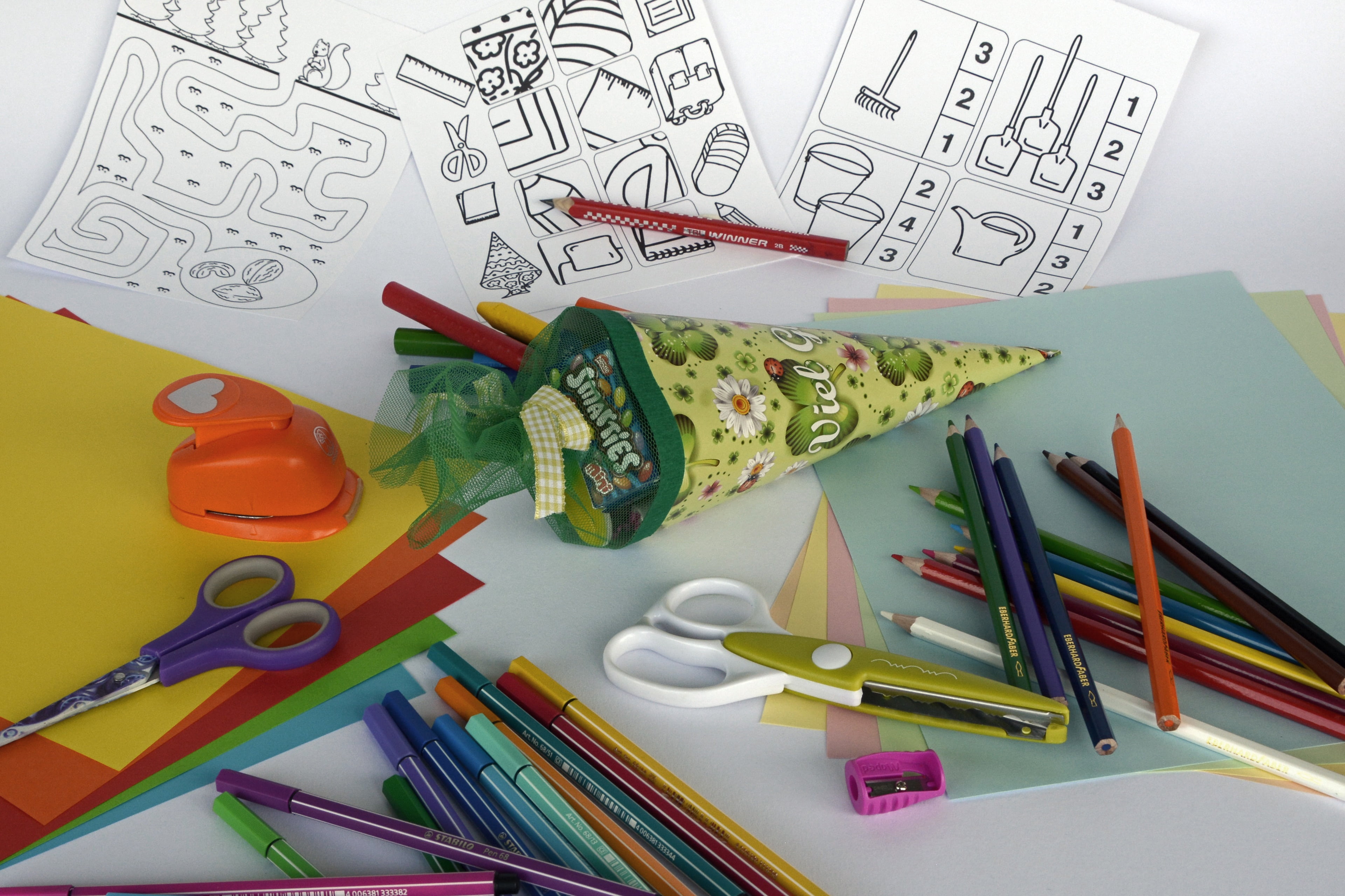 chalk, colored pencil, first class, training, crayons, book, drawing - art product, paper clip, art and craft, large group of objects, colorful paper, 4K, HD Wallpaper