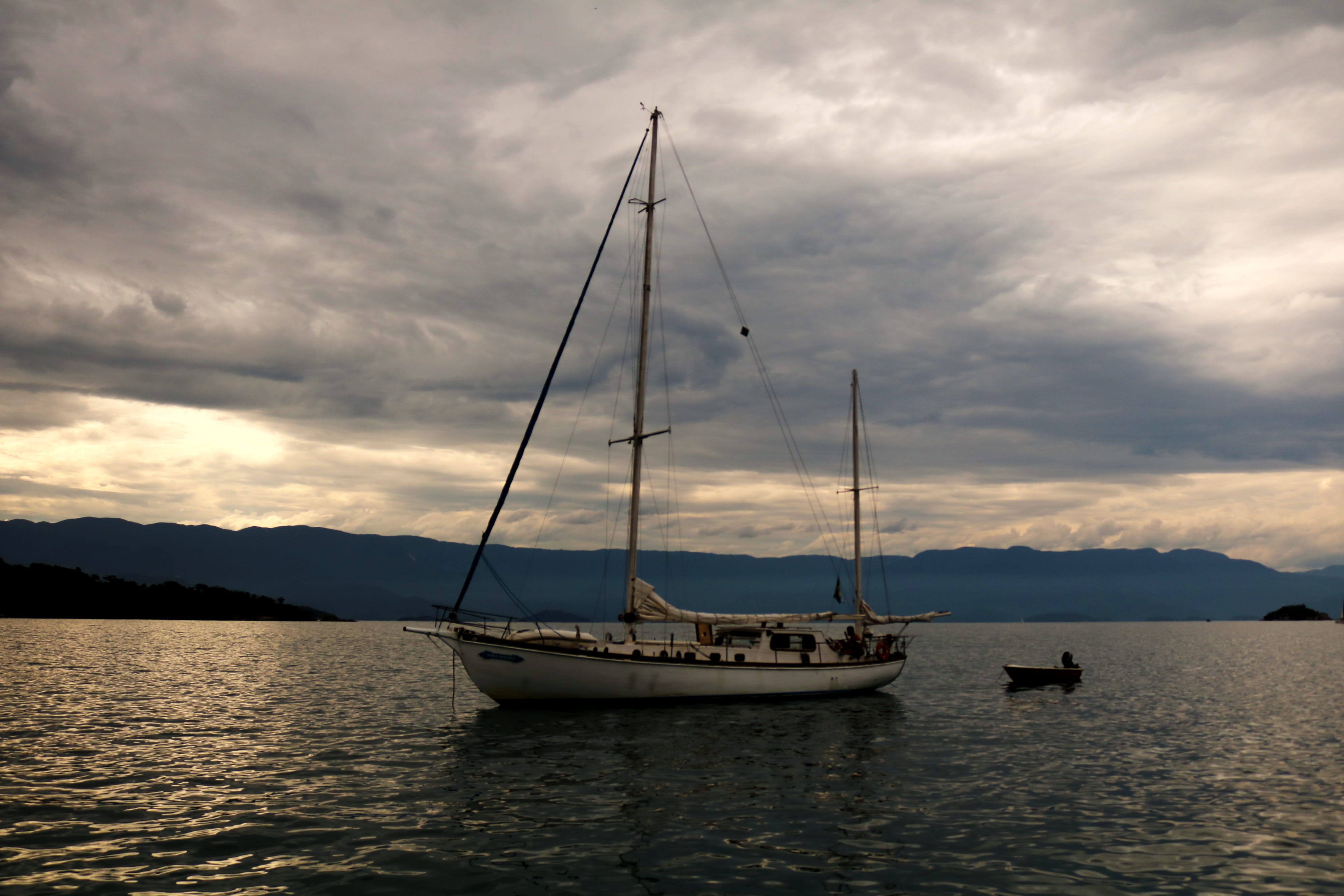 scenics - nature, tranquility, mast, bay, outdoors, no people, beach, 4K, end of afternoon, yacht, mountain, sailing, summer, beauty in nature, peace, HD Wallpaper
