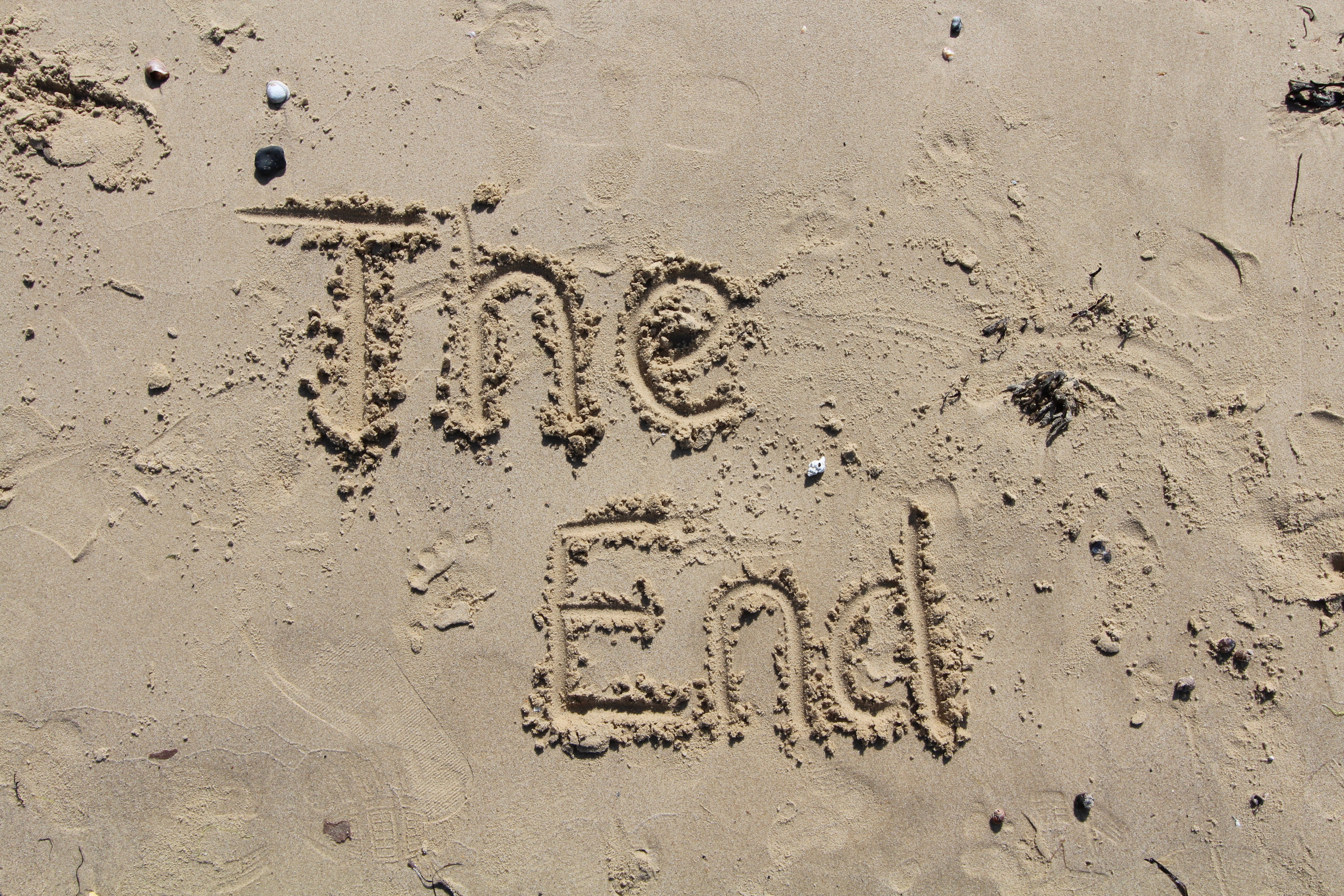 summer, art and craft, end, sea, beach, land, 5K, no people, sand, positive emotion, text, emotion, handwriting, high angle view, capital letter, message, HD Wallpaper