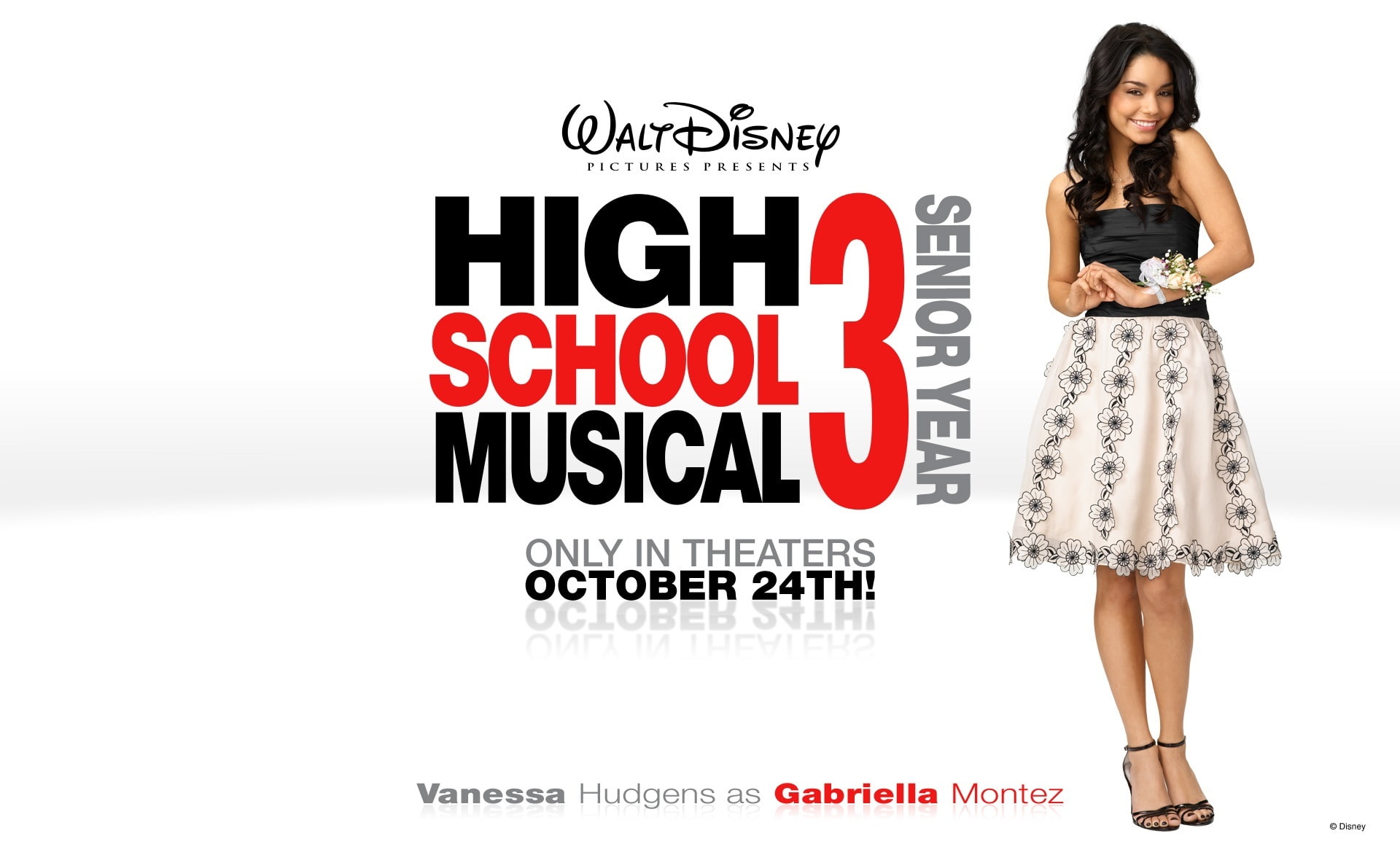 year, High, text, beautiful woman, adult, Montez, copy space, Vanessa, disney, advertisement, white background, Hudgens, women, contemplation, High School Musical, HD Wallpaper