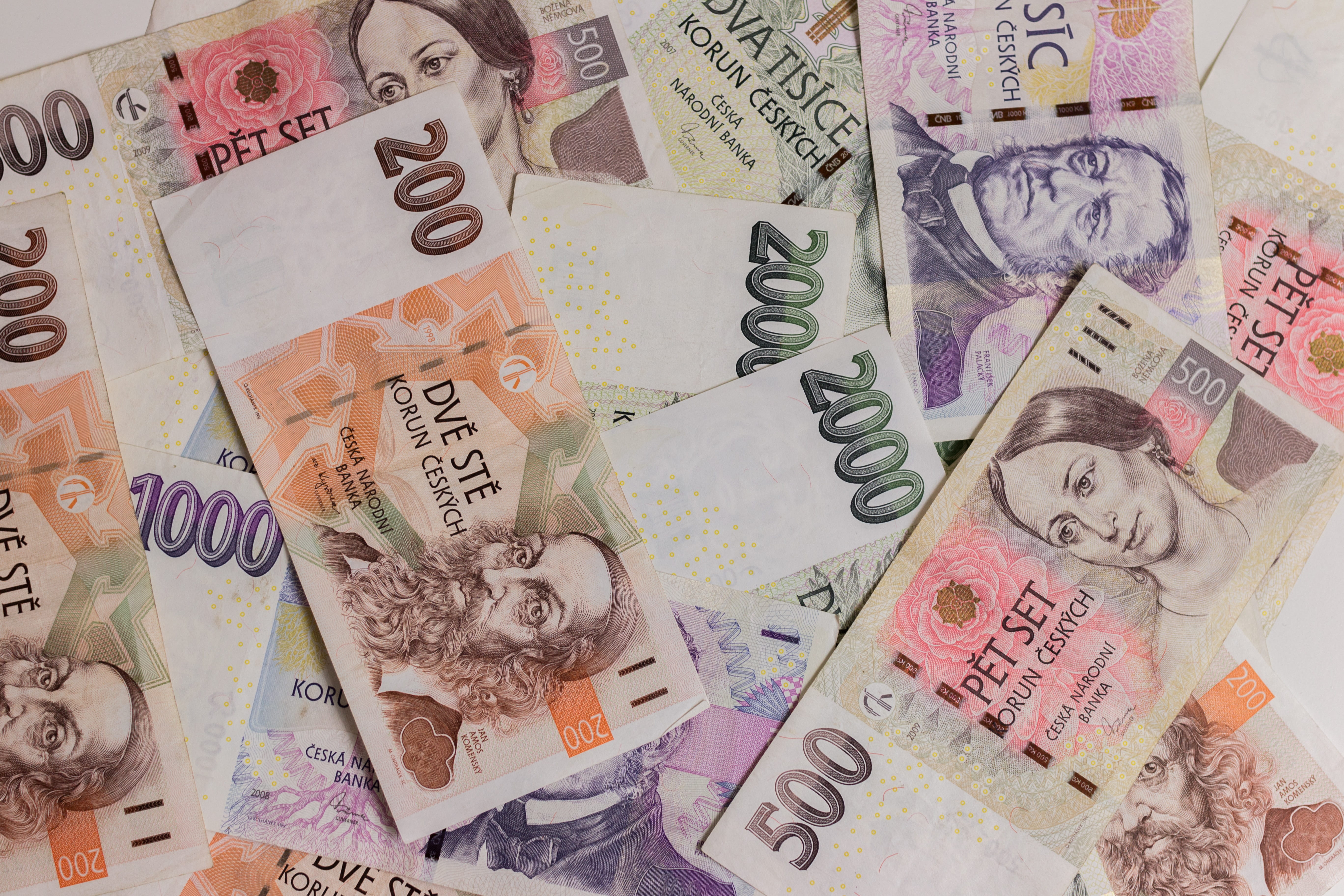 wealth, koruna, variation, paper currency, full frame, money, number, national, banking, corporate business, backgrounds, ceska, investment, representation, HD Wallpaper