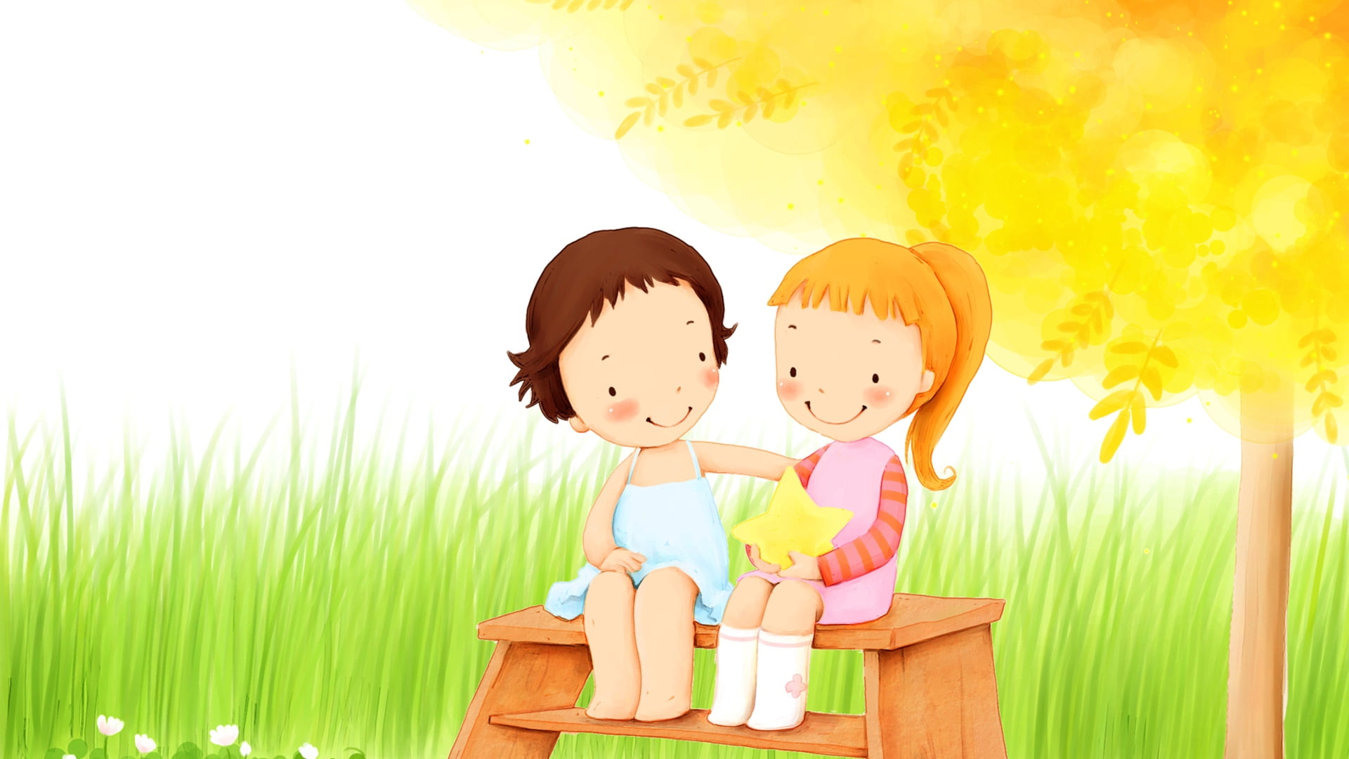 digital composite, child, people, foliage, s, flowers, girl, plant, girls, computer Graphic, boys, backgrounds, illustration, preschool student, image, HD Wallpaper