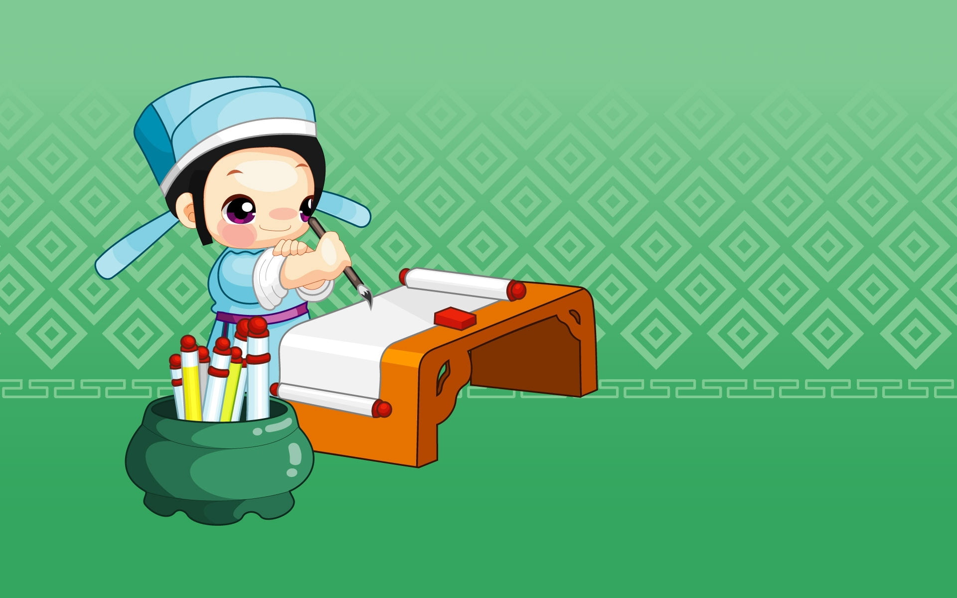 preschool student, work Tool, childhood, flat, art, men, design, small, fun, human face, clothes, chibi, brush, humor, uniform, people, vector, painter, HD Wallpaper