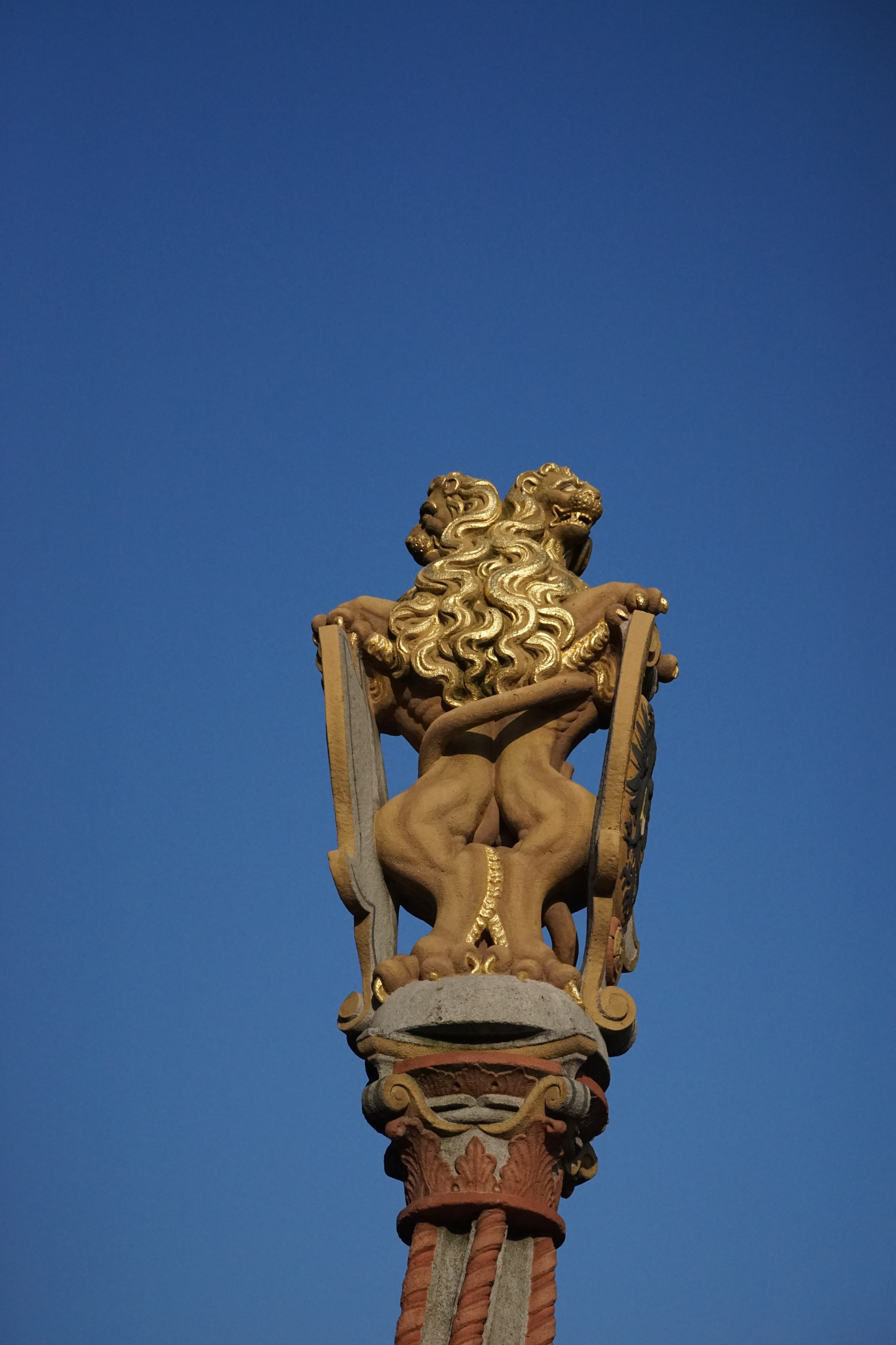 clear sky, low angle view, Lion, double lion, ulm, cathedral square, craft, Figure, the past, architecture, creativity, nature, ulmer muenster space, history, Phone HD Wallpaper