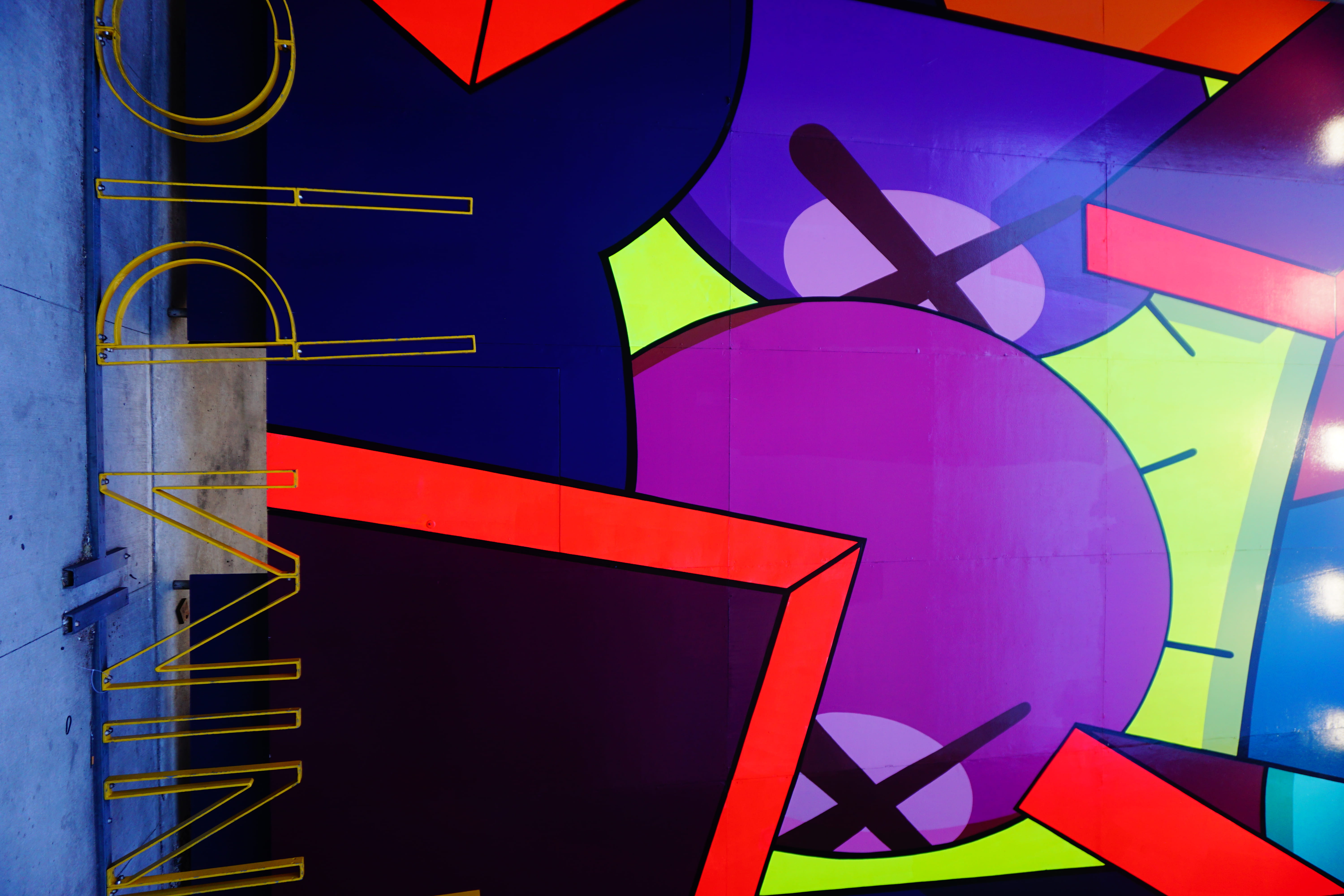 close-up, symbol, design, built structure, multi colored, brooklyn, united states, sign, 5K, grafity, illuminated, purple, architecture, blue, abstract, HD Wallpaper