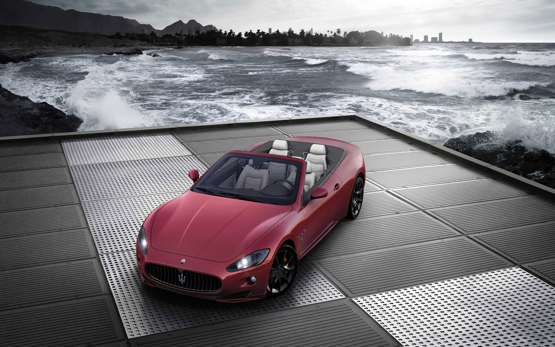 1080P, sport, car, Maserati GranCabrio, red, maserati, grancabrio, convertible, HD Wallpaper