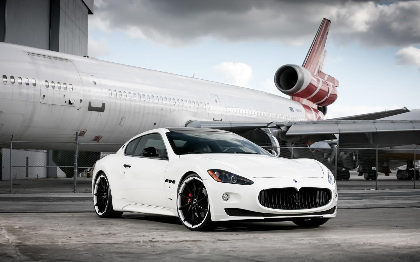 maserati, white, car, 720P, HD Wallpaper