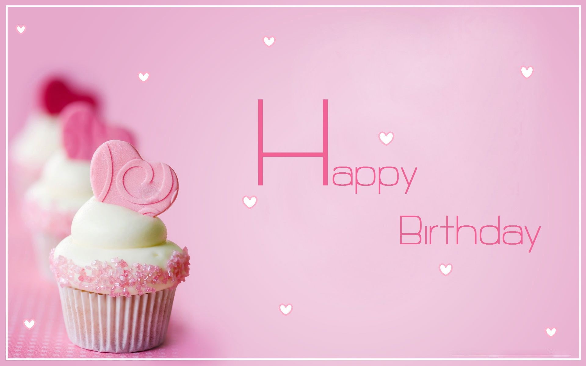 happy birthday  desktop, dessert, food, no people, food and drink, pink color, pink background, cupcake, baked, celebration, indoors, colored background, HD Wallpaper