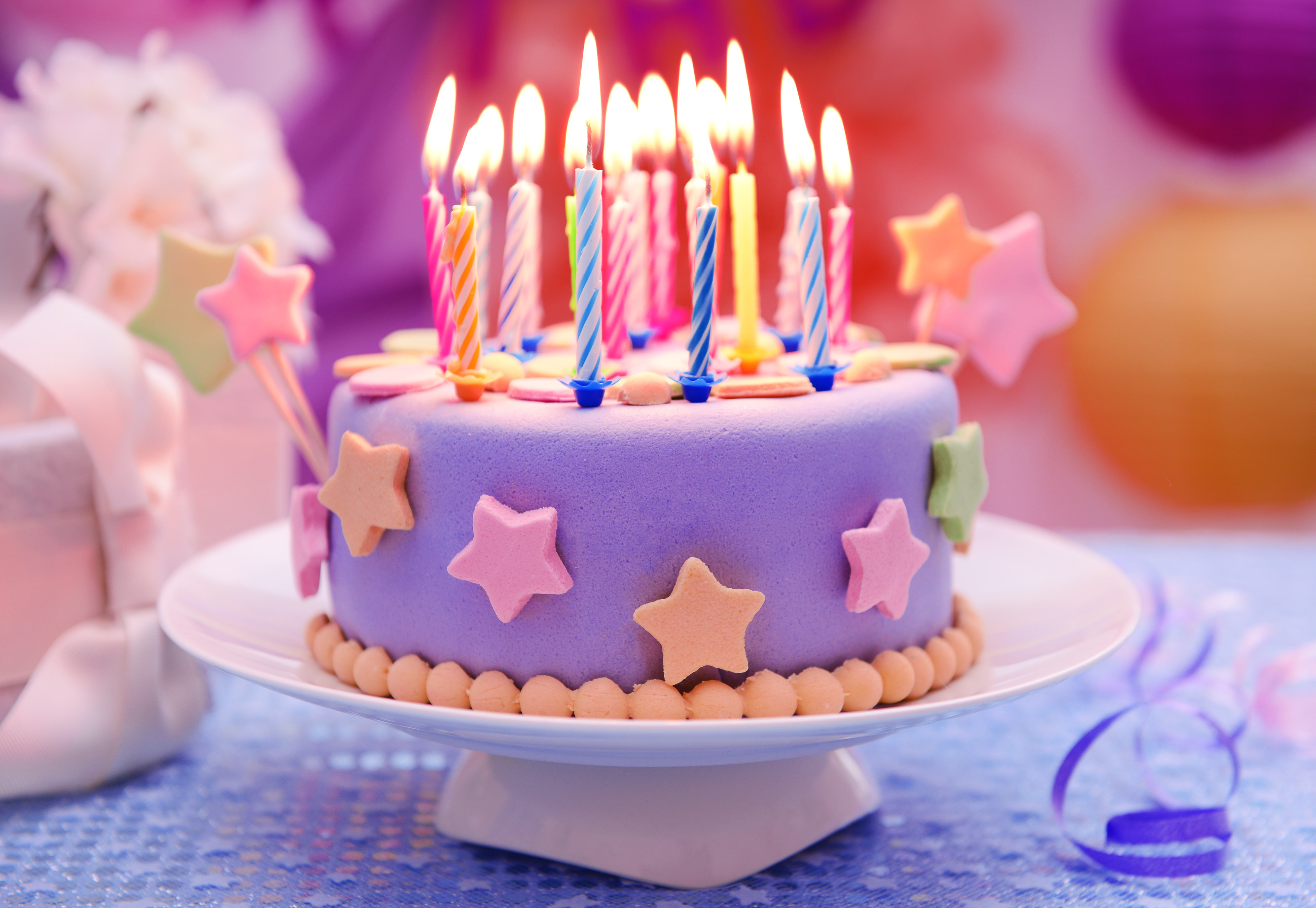 candles, Happy Birthday, 5K, letters, birthday, cake, HD Wallpaper