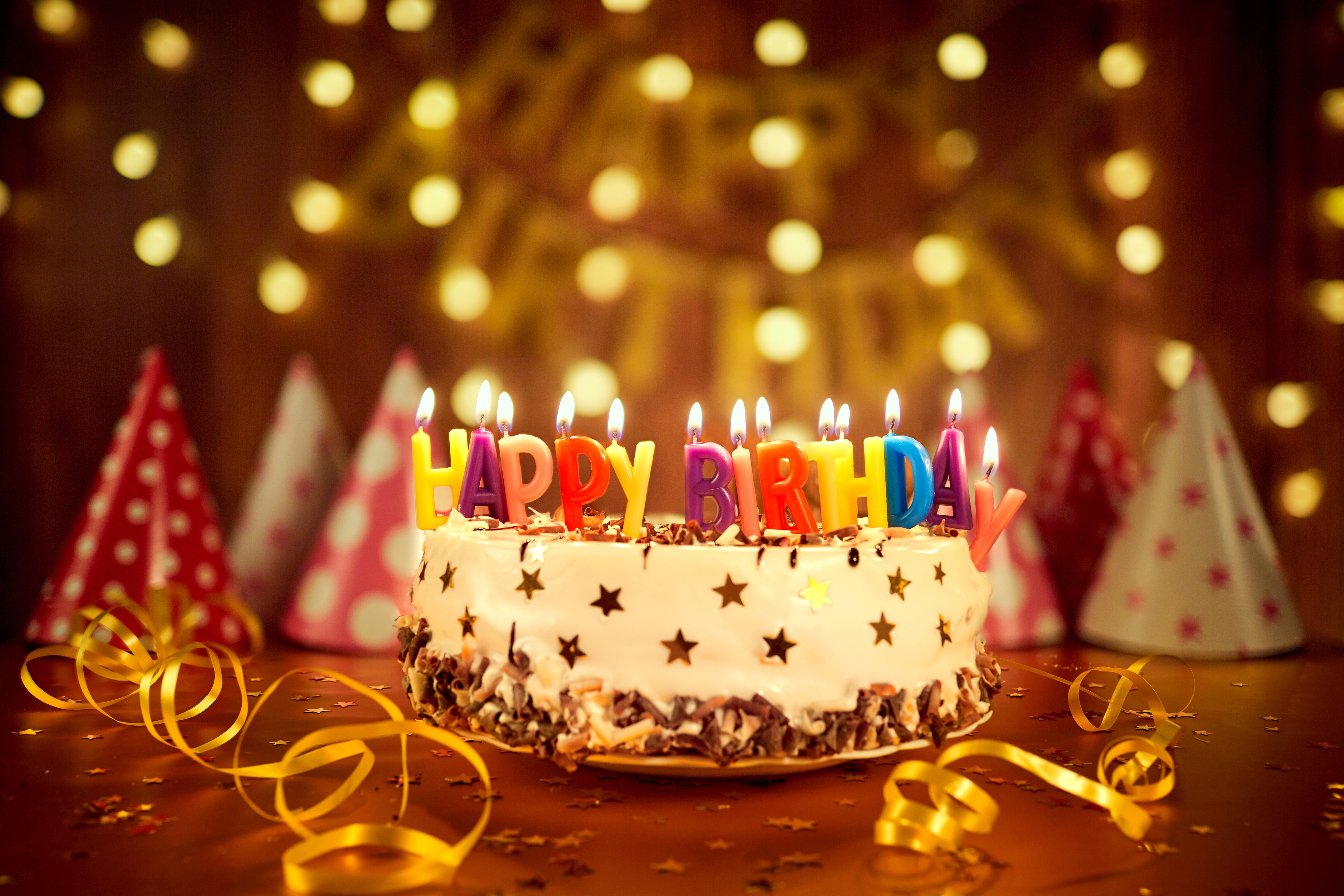 Birthday, Happy Birthday, Cake, 5K, Candle, Holiday, Colors, Pastry, HD Wallpaper