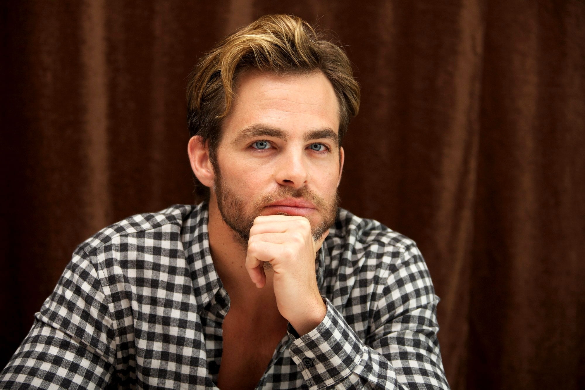 shirt, male, actor, Chris Pine, 1080P, look, HD Wallpaper