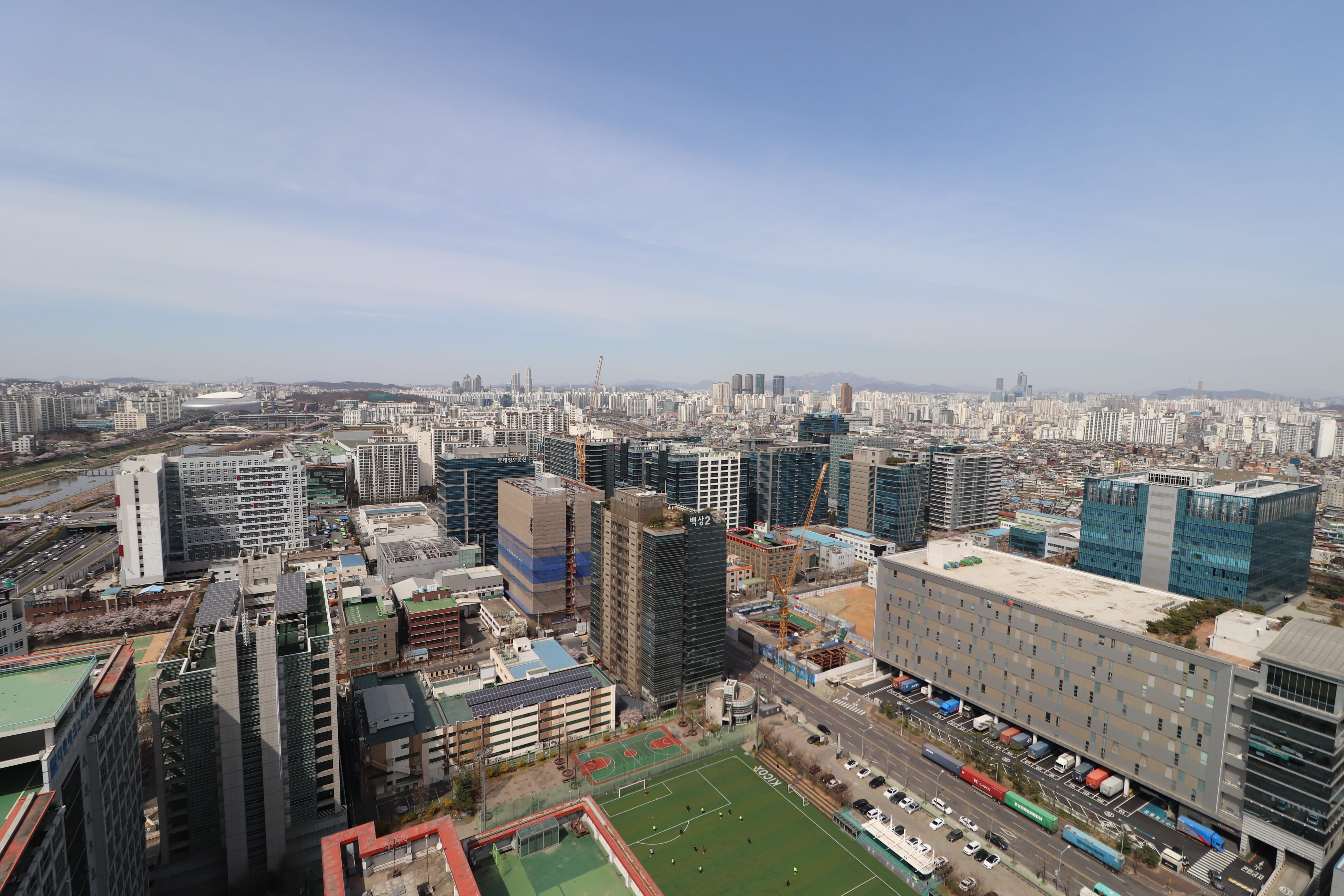 sky, modern, skyscraper, landscape, 5K, built structure, residential district, high angle view, cloud, aerial view, fair, day, office building exterior, HD Wallpaper