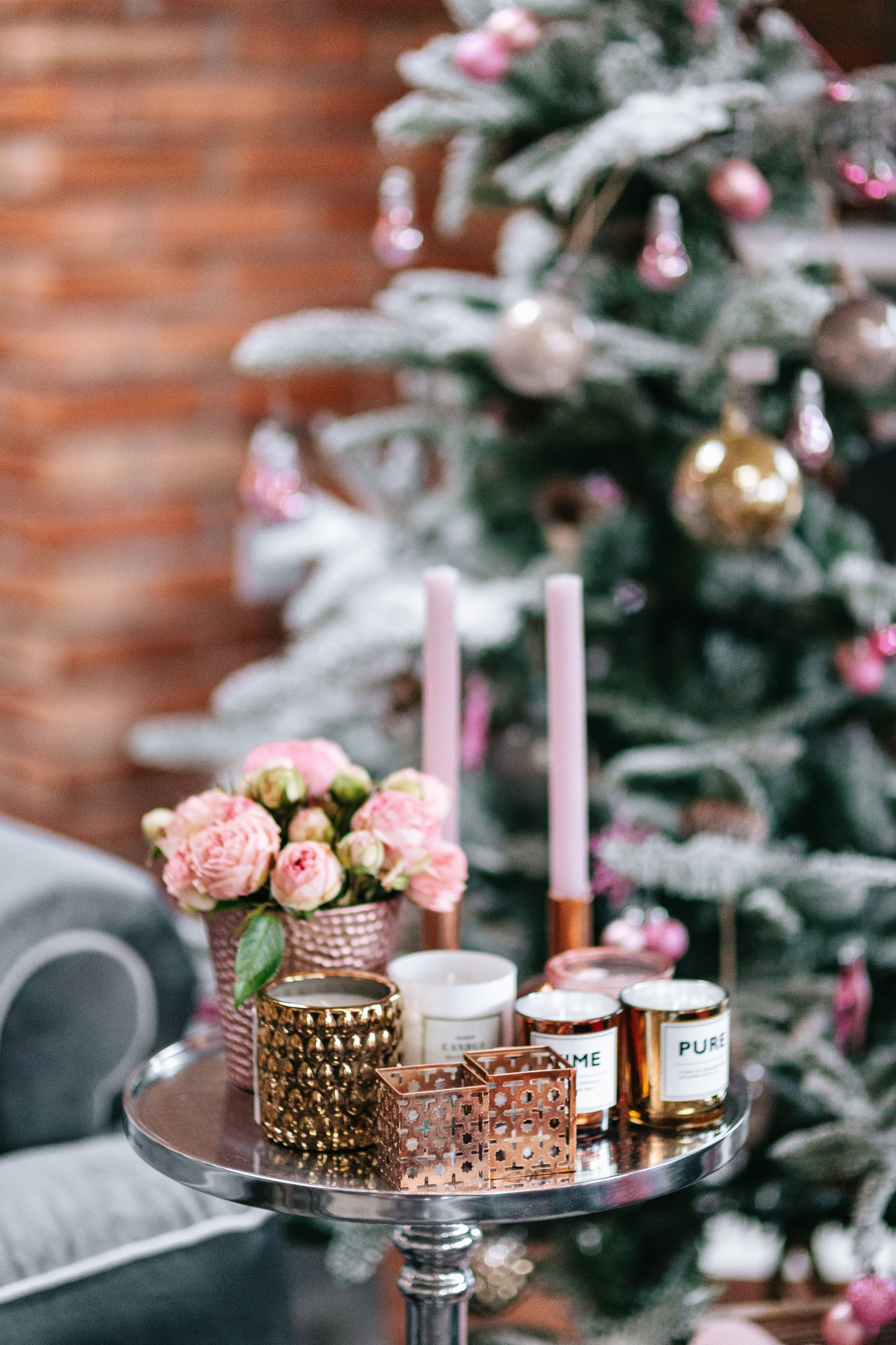 flowering plant, focus on foreground, tree, pink roses, home decor, celebration, no People, container, ornate, decoration, christmas Ornament, plant, side, Phone HD Wallpaper