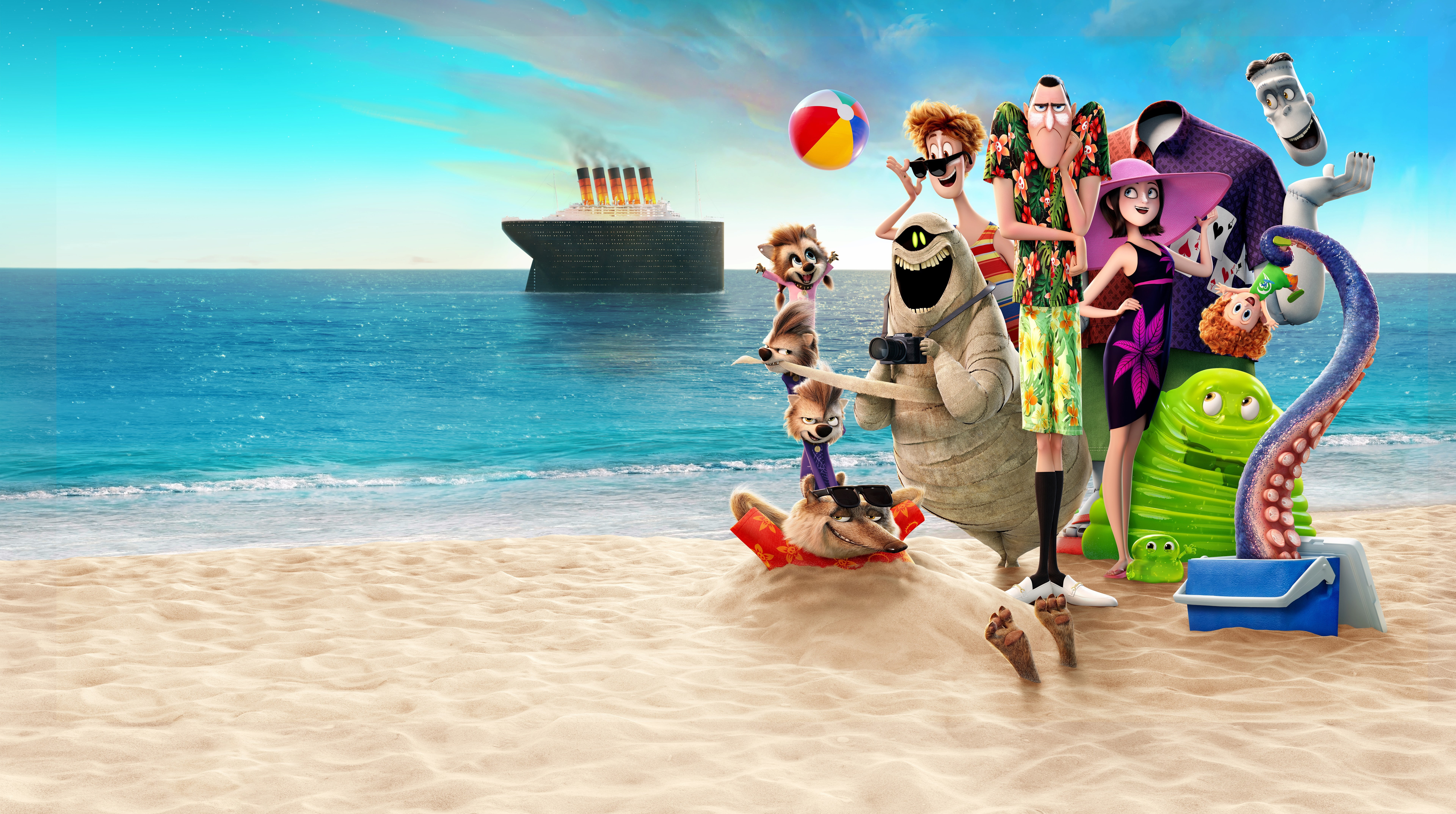 sea, beach, blobmonster, vampires, vacation, Others, summer, males, werewolves, fun, seamonster, werewolf, inflatable, group of people, monster, Cartoons, HD Wallpaper