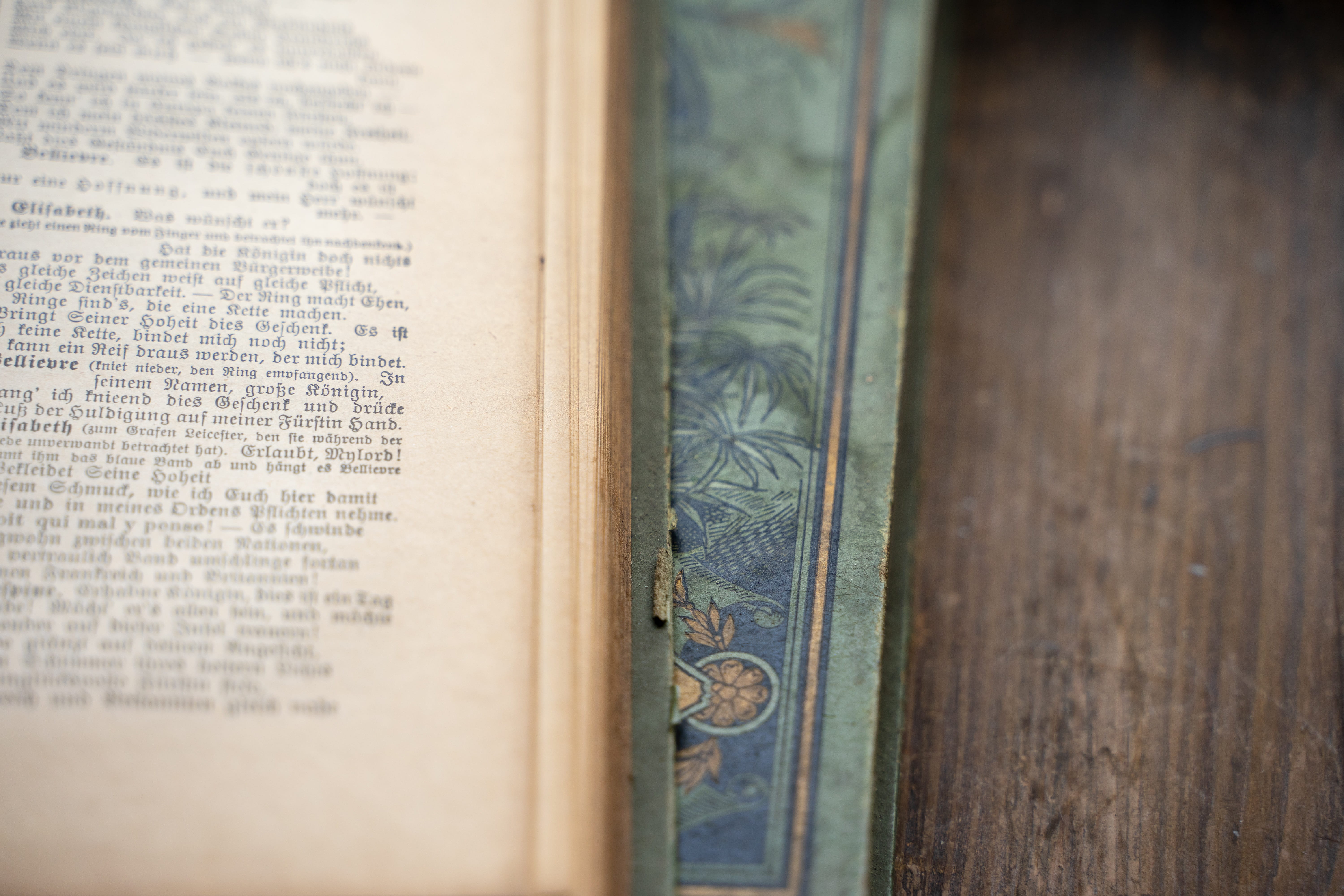 close-up, ornament, text, read out, german, shabby, old german, hardcover book, literature, books, page, the past, 5K, open, no people, history, paper, HD Wallpaper