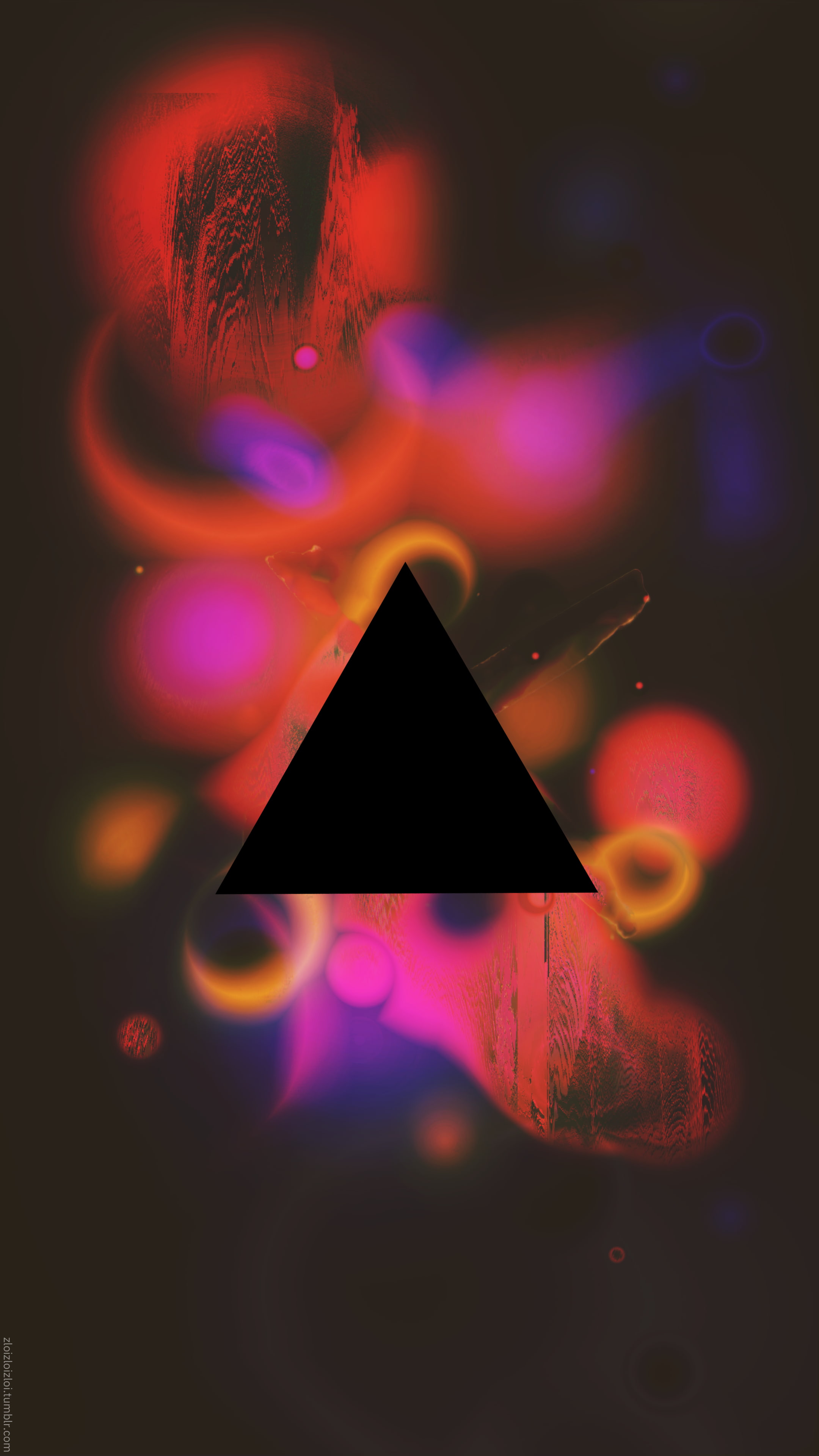 red, digital art, 4K, geometry, abstract, triangle, dark, glitch art, space, Phone HD Wallpaper