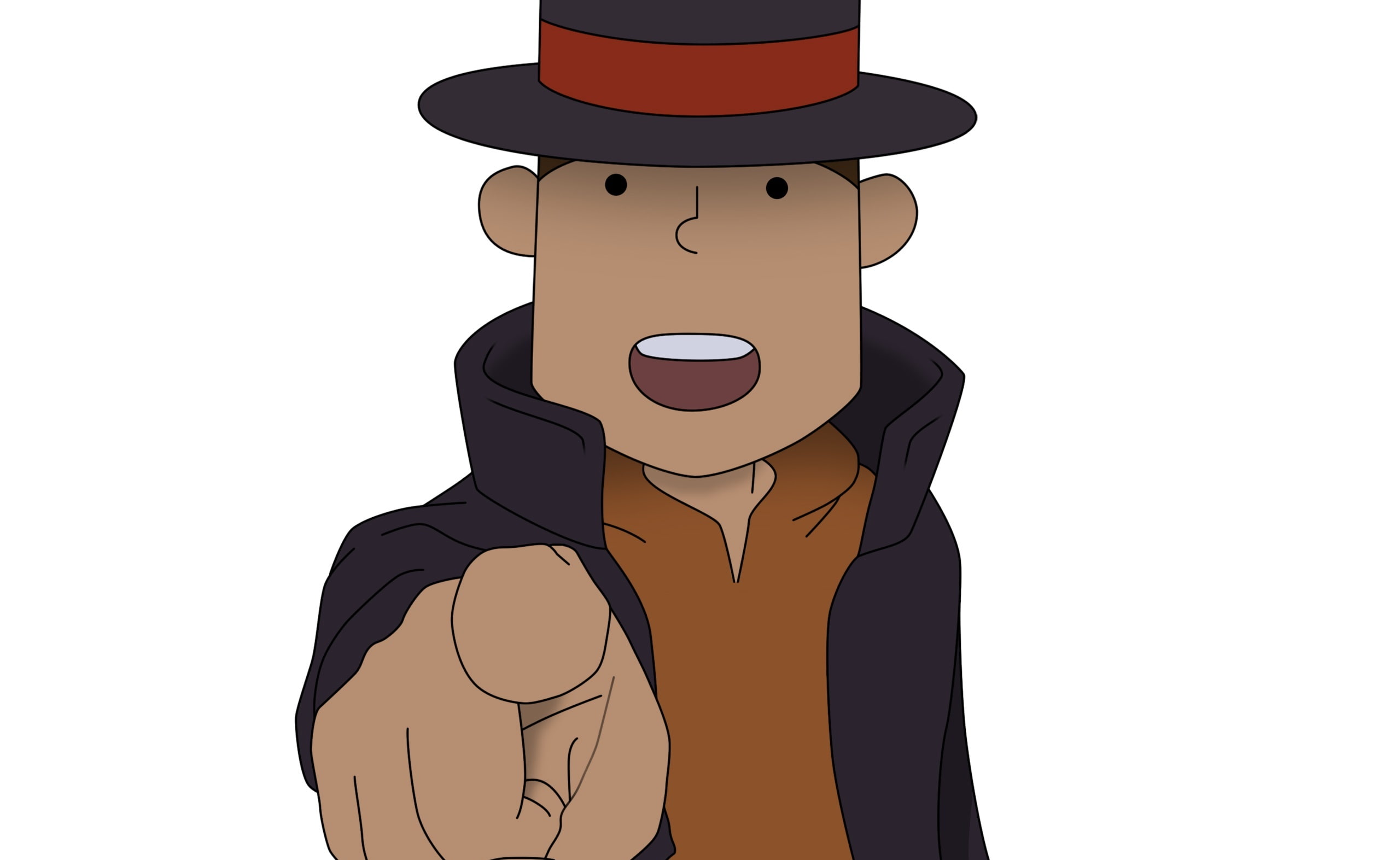 cut out, front view, Layton, waist up, white background, illustration, digital composite, pointing, unrecognizable person, representation, Professor, one person, HD Wallpaper