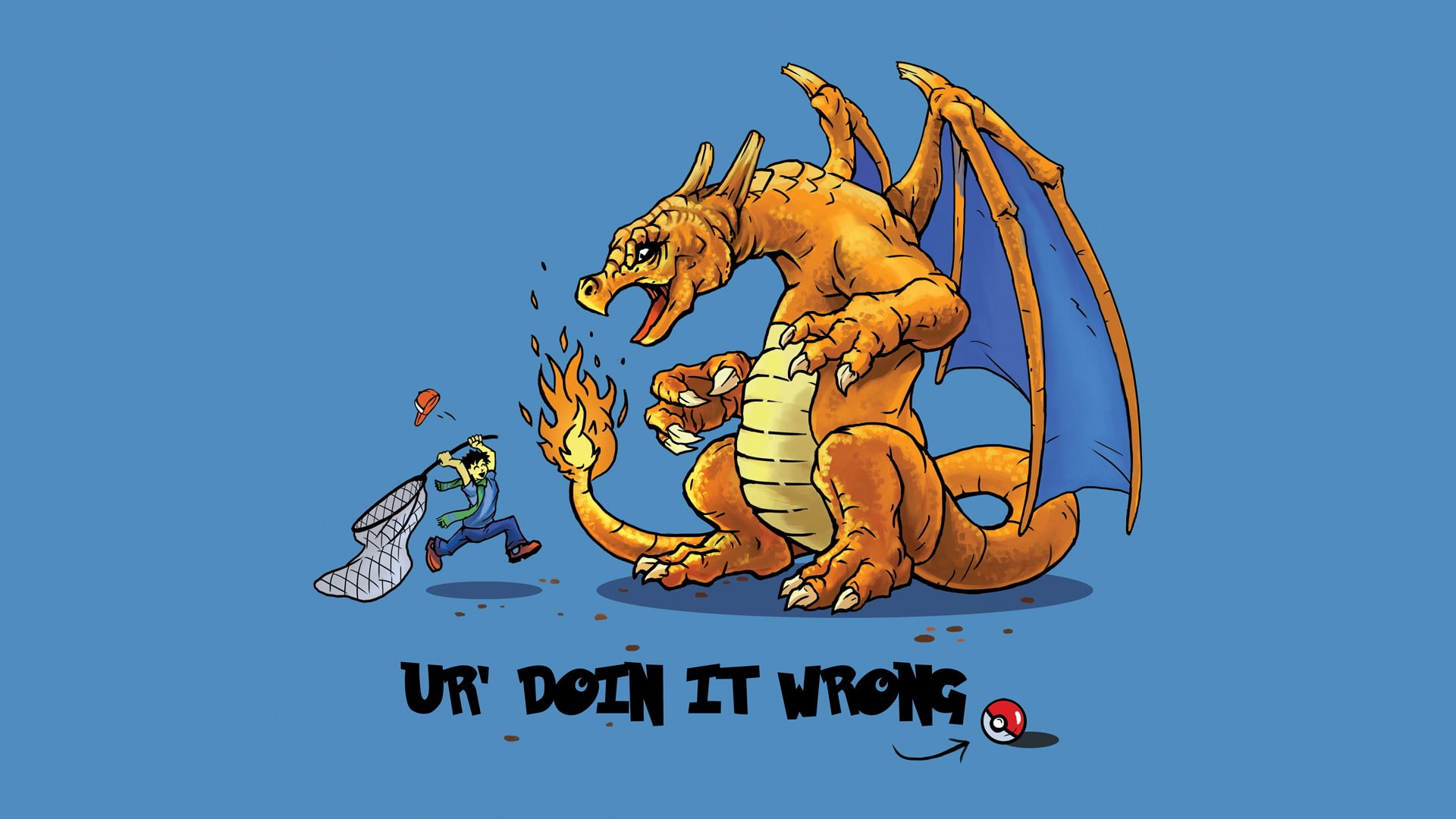 Pokémon, Blue, Net, Pokeball, 1080P, Charmander (Pokémon), HD Wallpaper