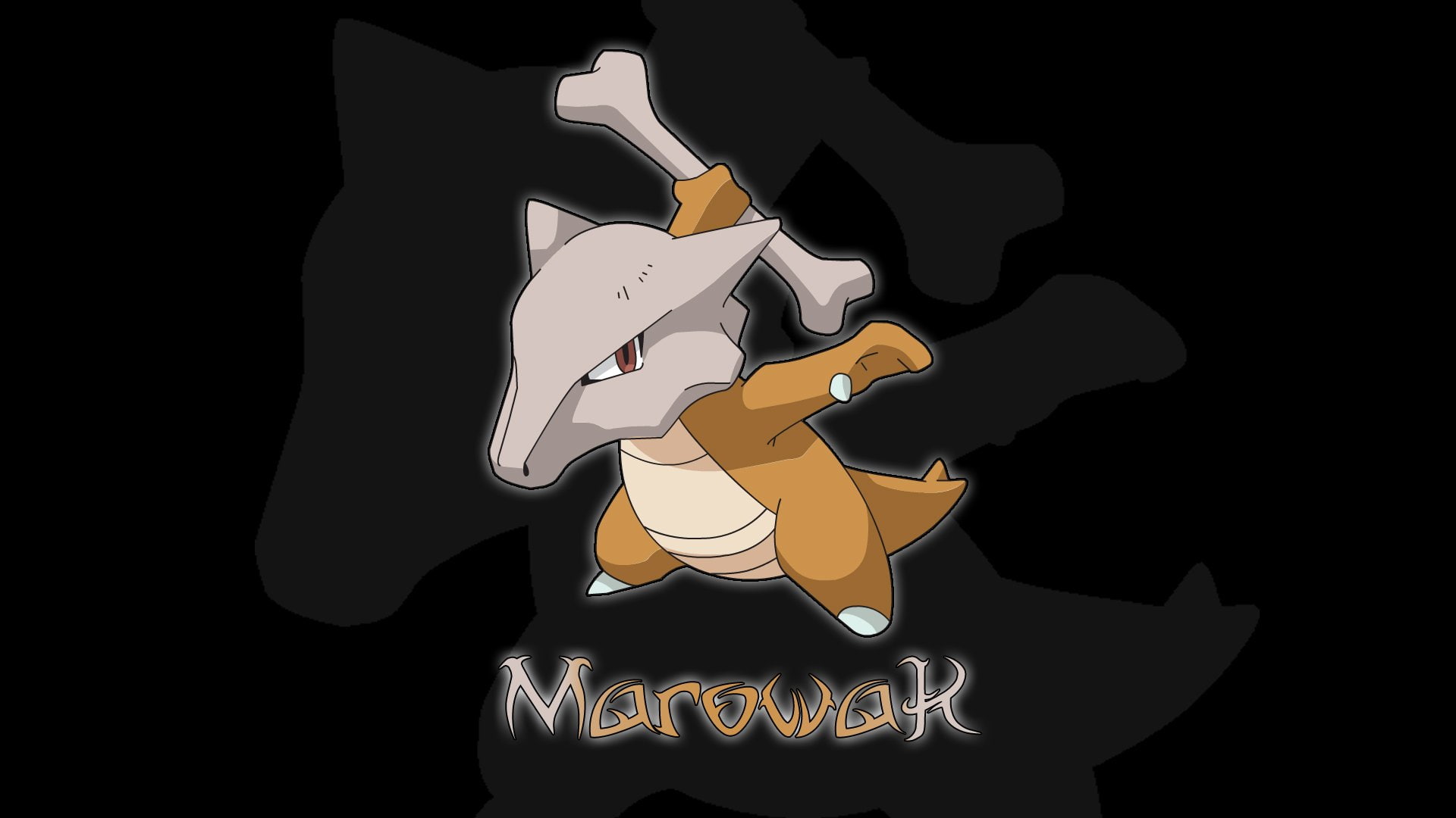black, 1080P, pokemon, marowak, background, HD Wallpaper