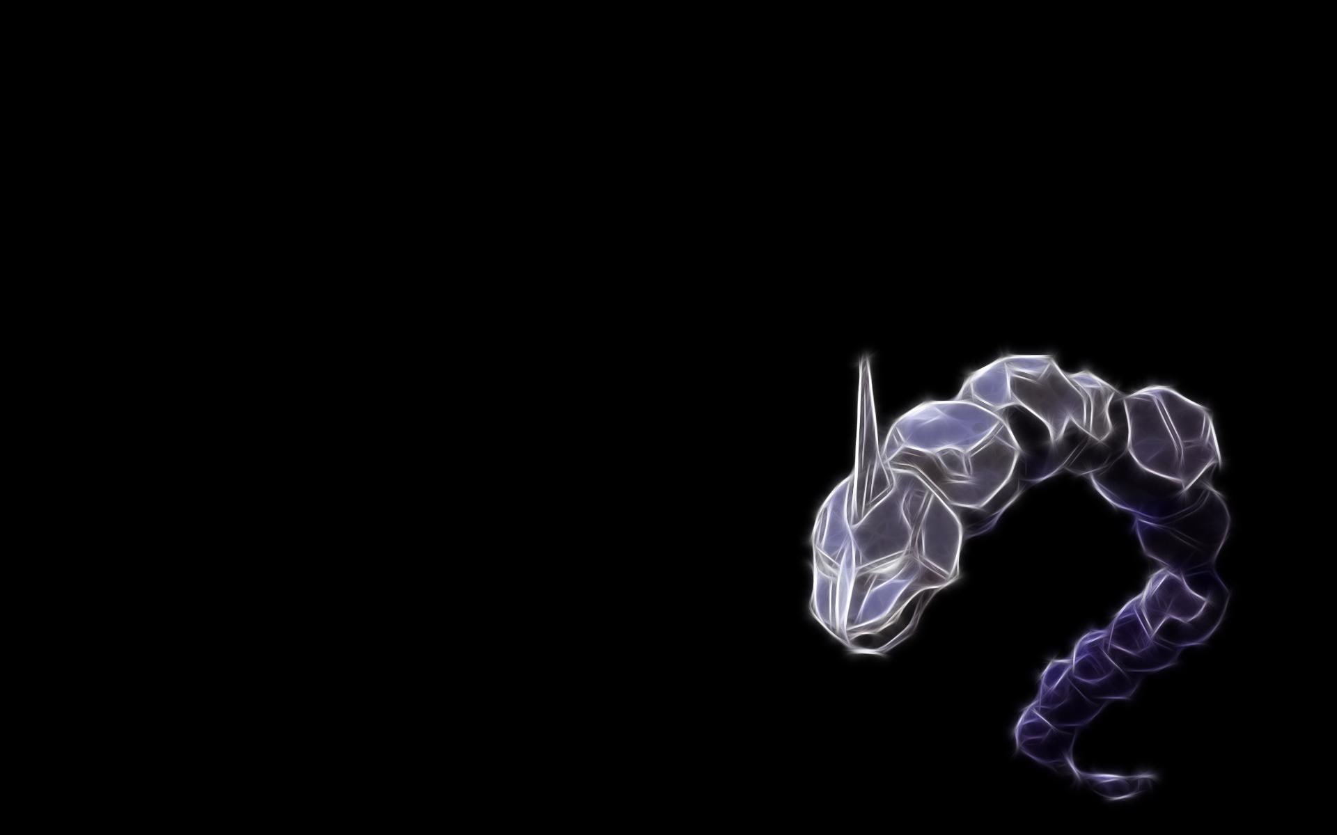 black background, onyx, onix, background, pokemon, character, black, minimalism, 1080P, HD Wallpaper